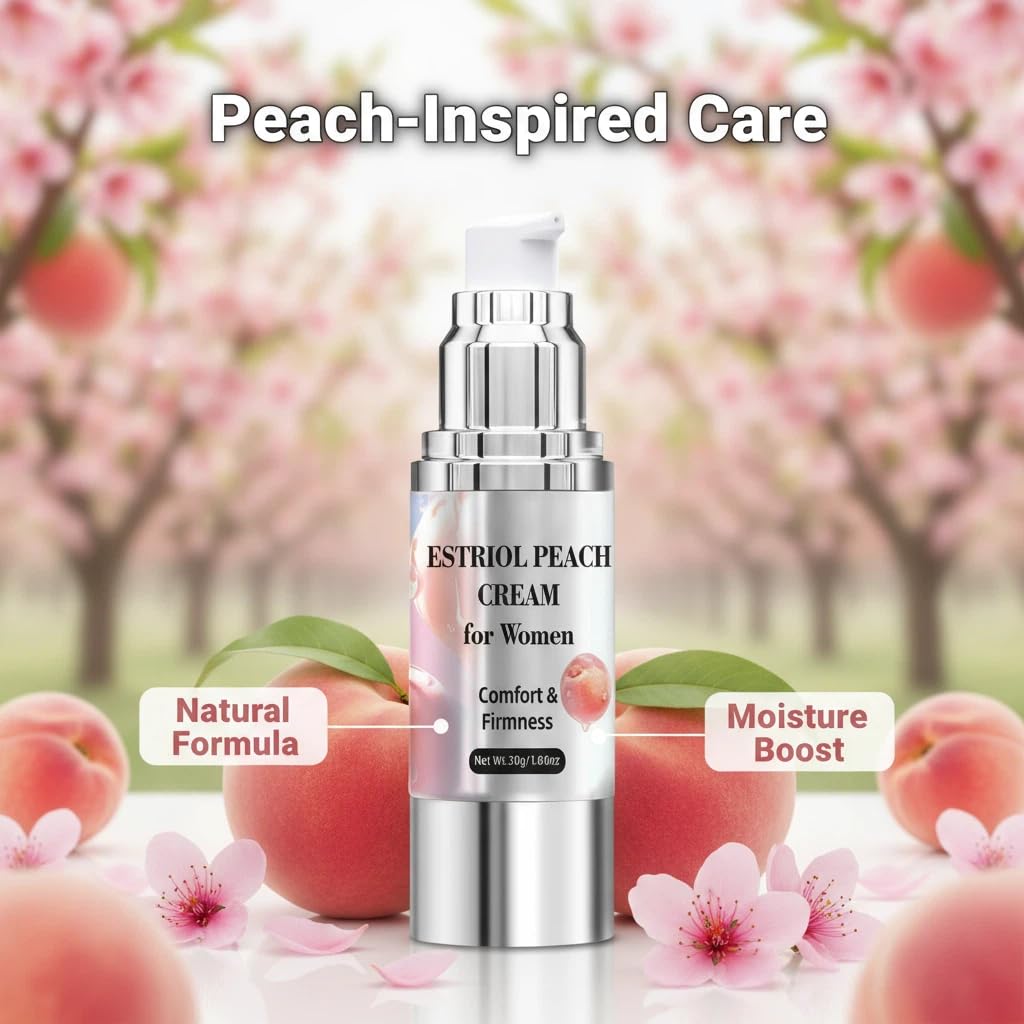 Bioidentical Estriol Cream for Women, Intimate Moisturizing Cream for Vaginal Dryness & Discomfort, Menopause Support (Peach Flavor) WJunHua