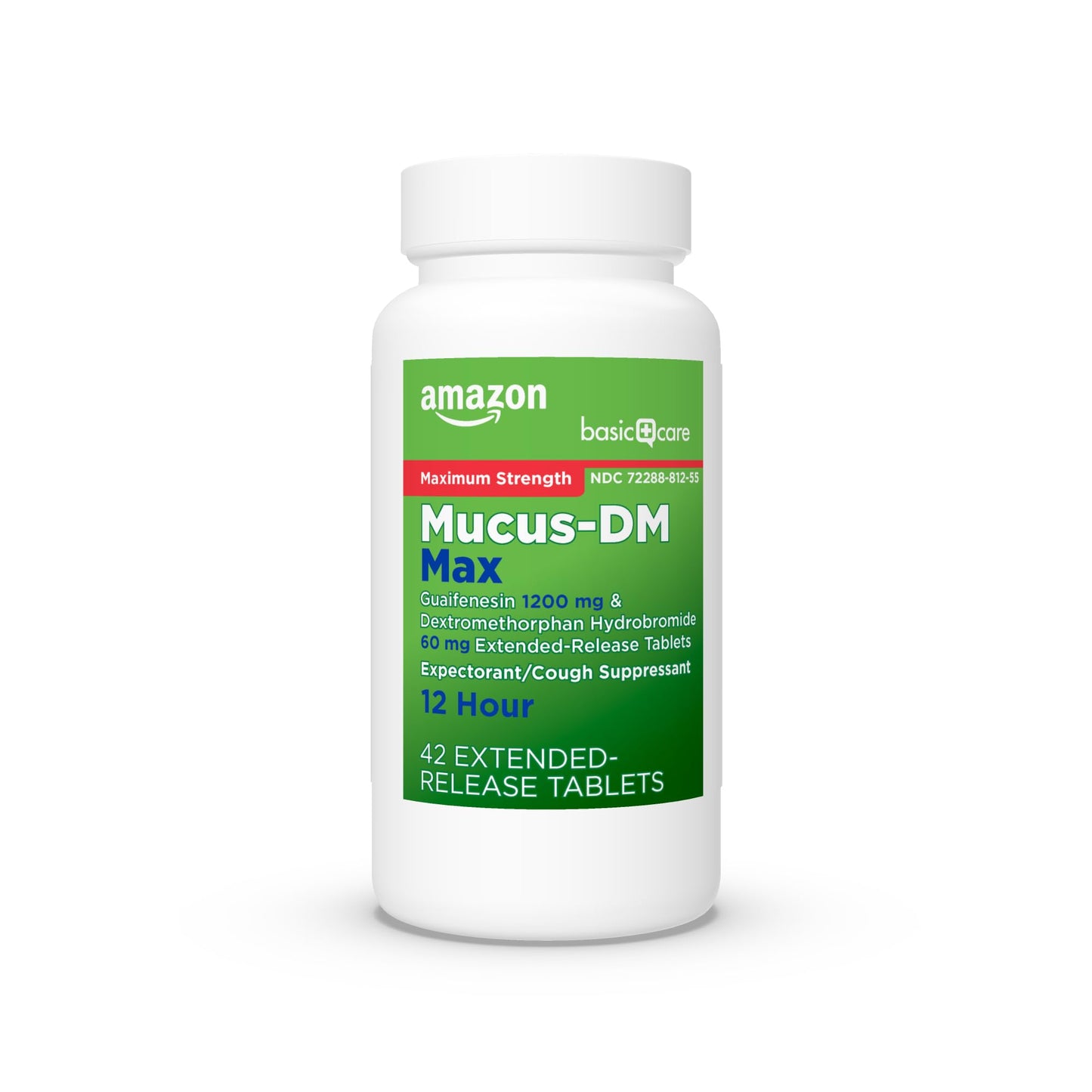 Amazon Basic Care Maximum Strength Mucus DM, Expectorant and Cough Suppressant Extended-Release Tablets, 42 Count Amazon Basic Care