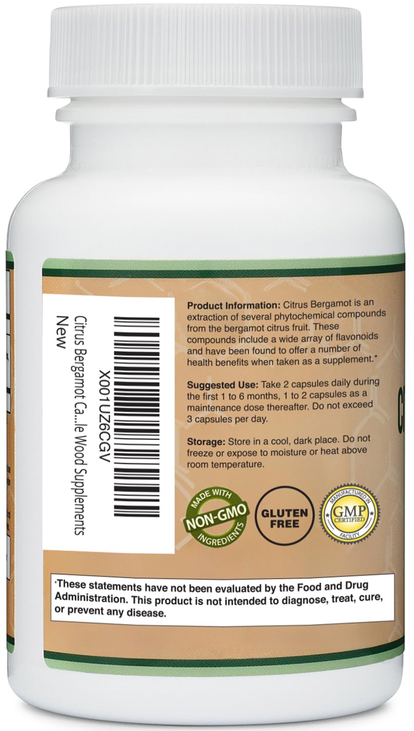 Citrus Bergamot Supplement - NSF Certified - Supports Healthy Cholesterol & Triglyceride Levels - 1000mg, 60 Capsules (Bergamonte Standardization) by Double Wood Gsupps Australia