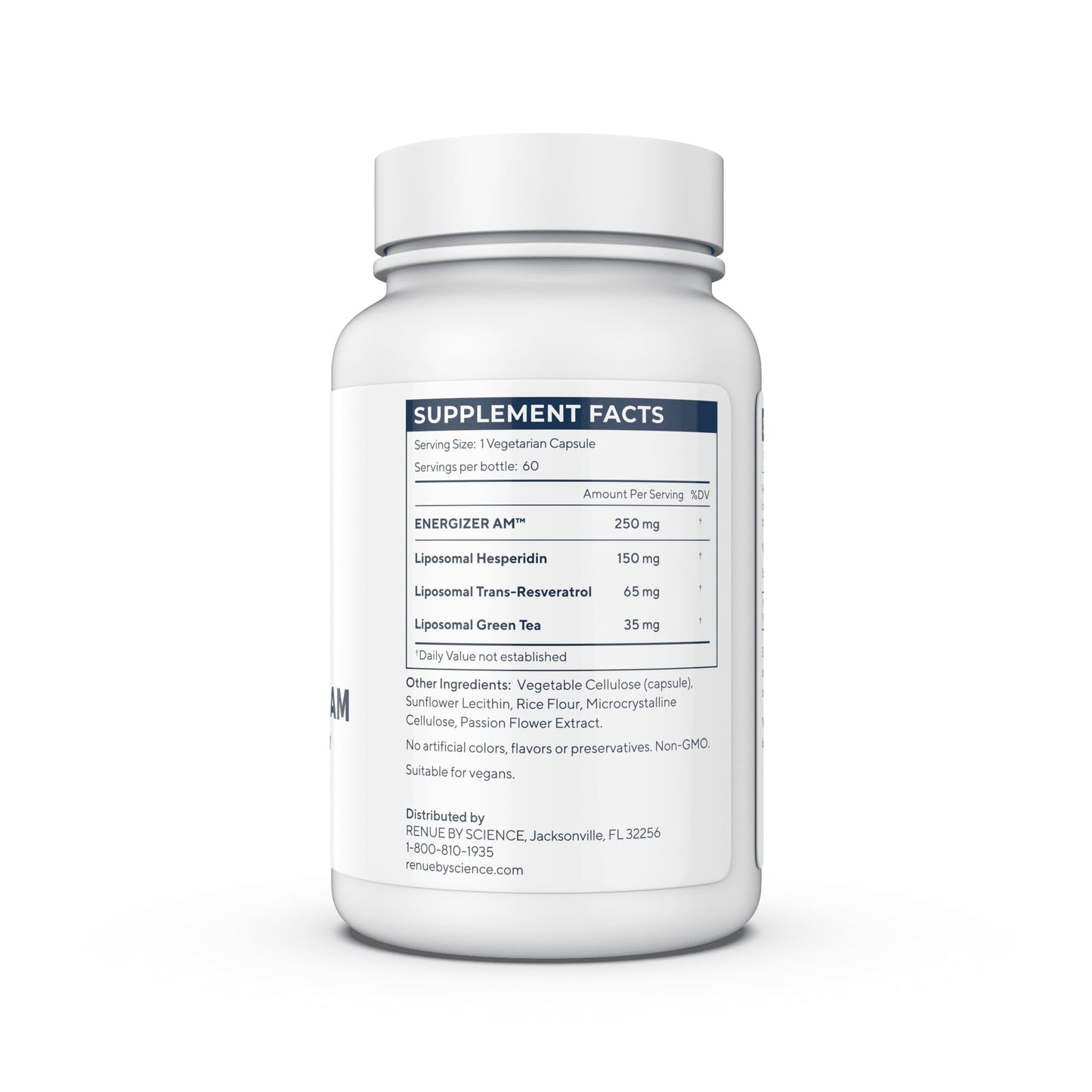 Renue By Science Energizer AM | Liposomal Resveratrol Hesperidin & Green Tea Supplement | 60 Capsules with Trans Resveratrol (65mg) Hesperidin (150mg) Green Tea Extract (35mg) - Non-GMO | Made in USA Renue By Science
