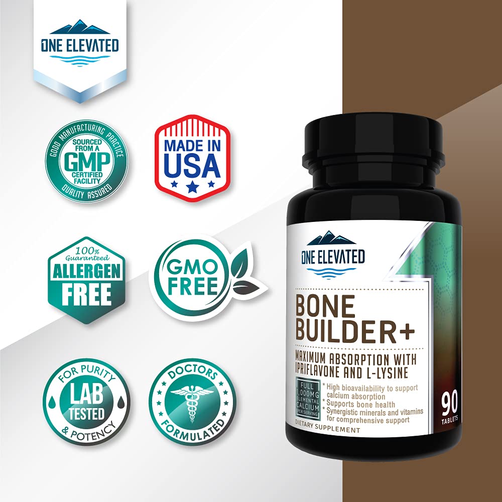 Comprehensive Bone Builder Calcium Supplement. Formulated with Highest Grade Calcium -Carbonate/Hydroxyapatite/Citrate, Magnesium, Zinc, D3. Works in Sync for Optimum Bone Health and Bone Strength. One Elevated