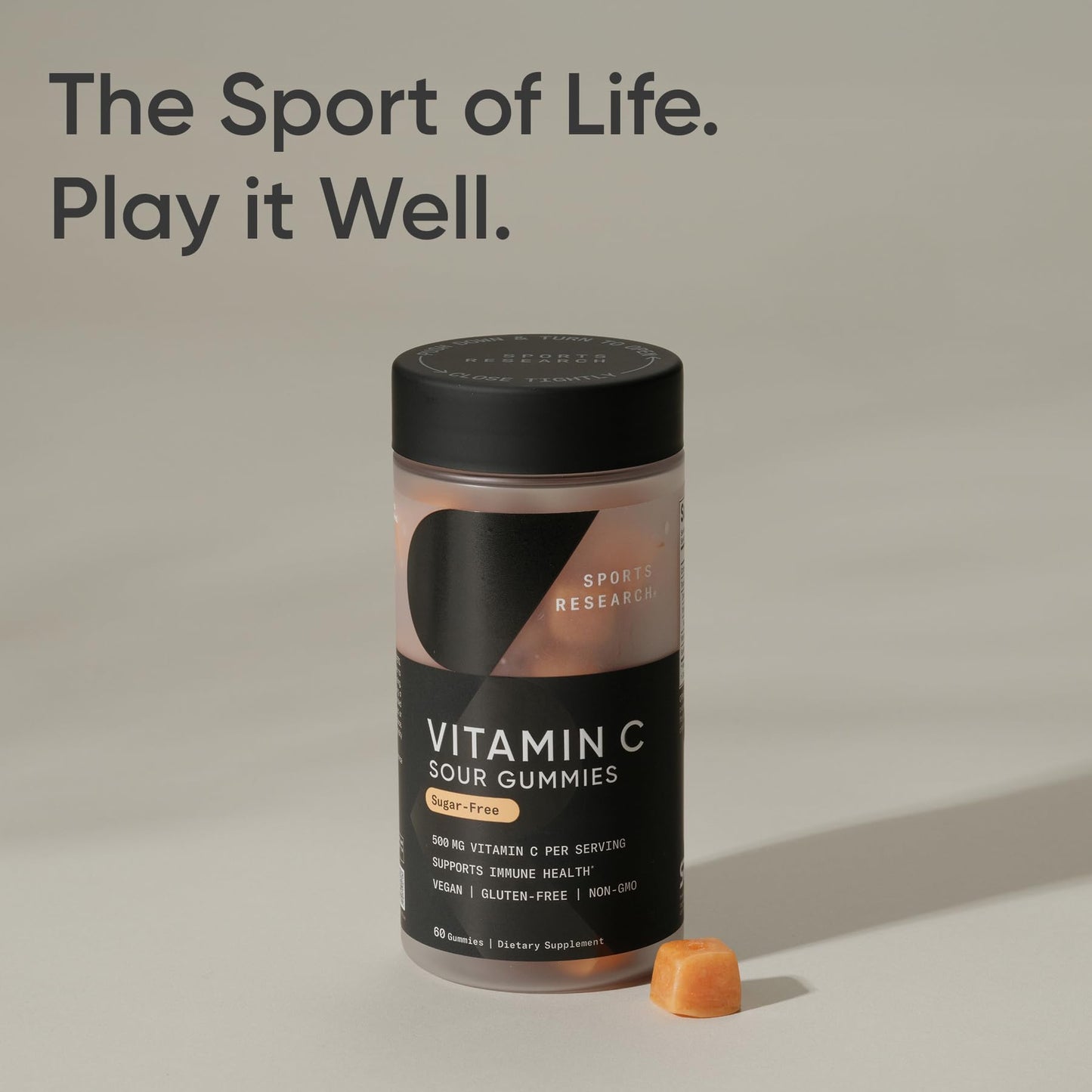 Sports Research® Vitamin C Gummies | 500 mg Vitamin C | Sugar Free, Gelatin Free, Vegan Certified & Non-GMO Tested | Immune & Antioxidant Support 60 Gummies Sports Research