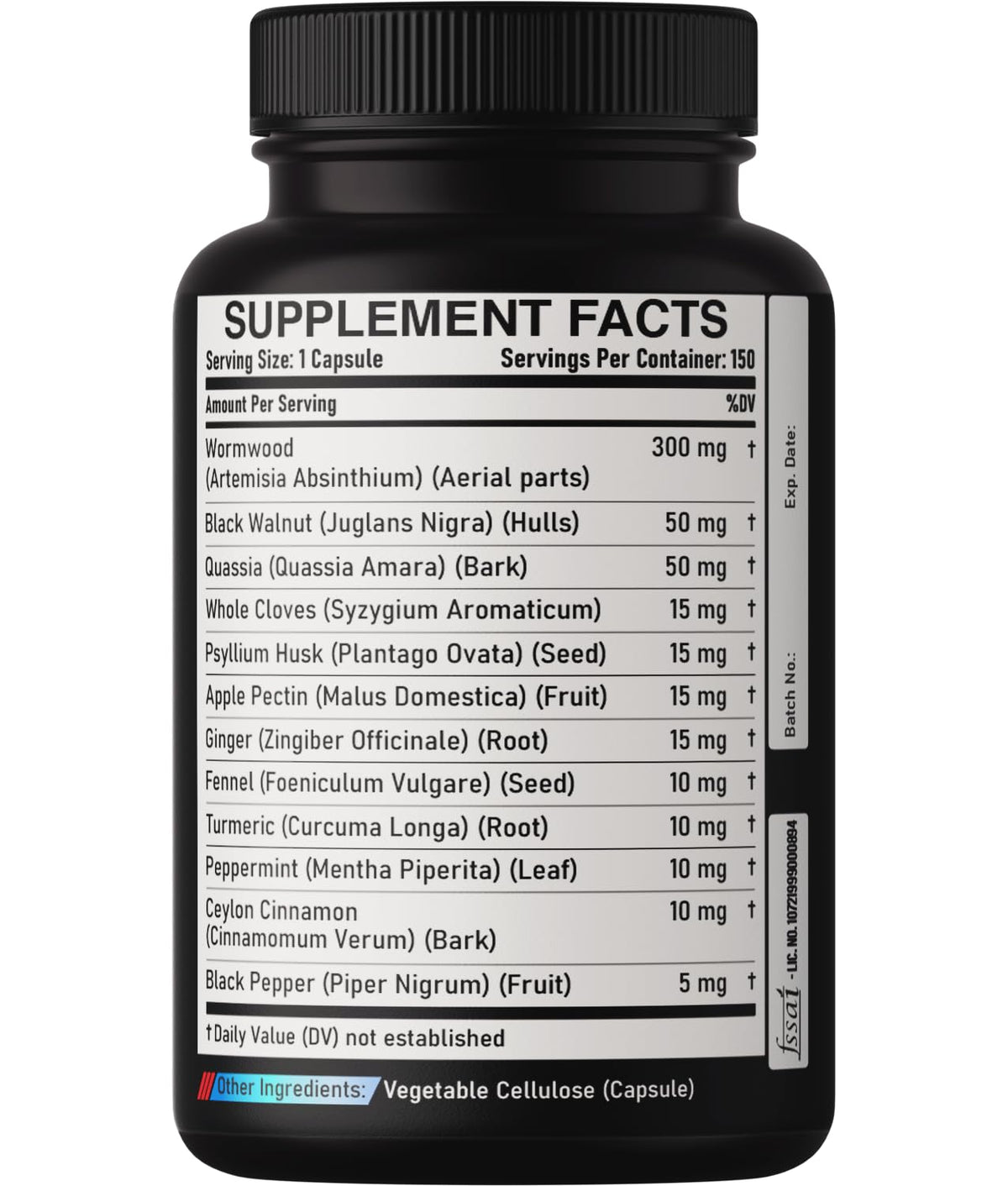 DEDICAD Premium Wormwood Extract Capsules - 5 Month Supply for Immune - 12 Herbs Blended with Black Walnut Leaves, Ginger, Turmeric & More - 150 Counts DEDICAD