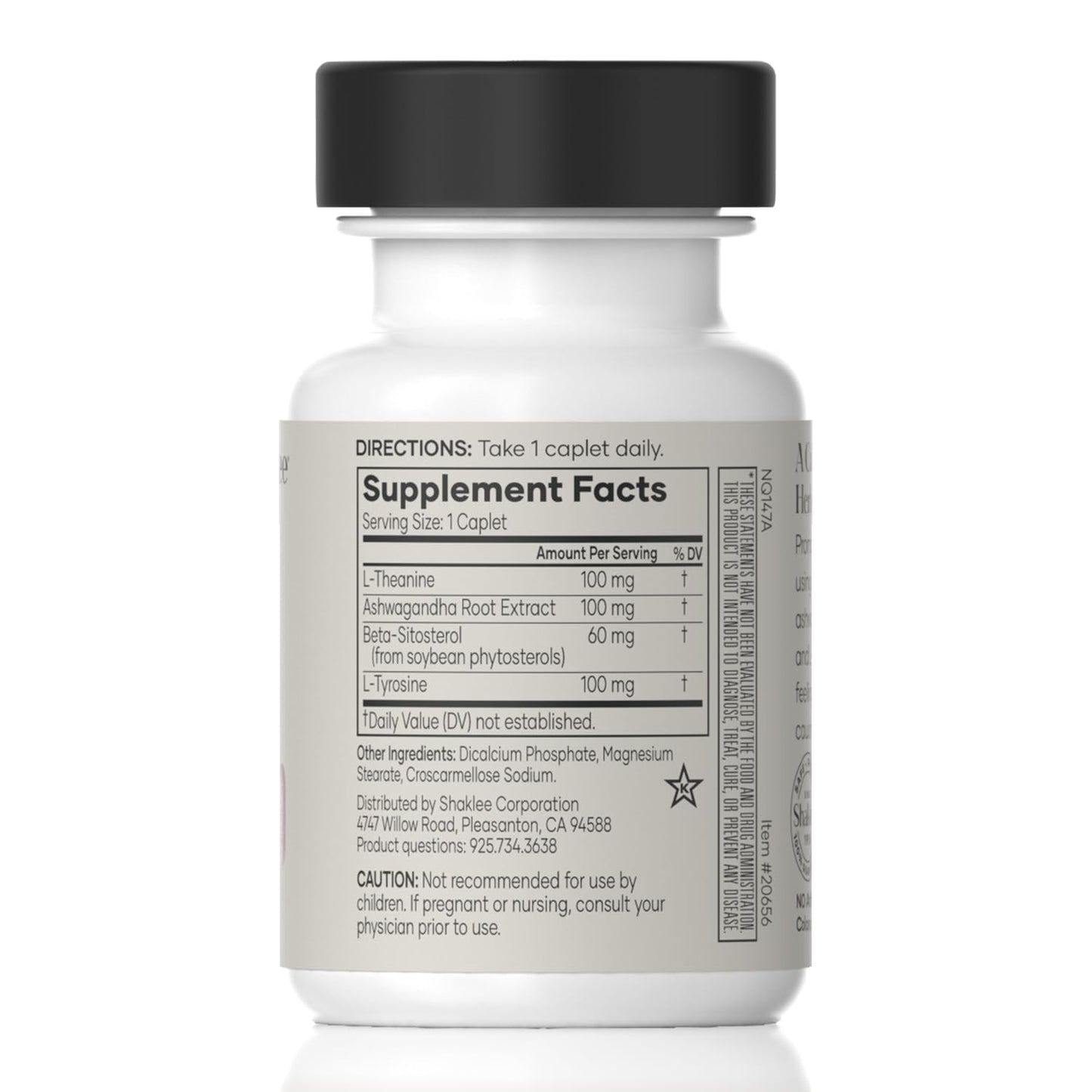 Shaklee - Stress Relief Complex - Calming Blend of L-theanine, Ashwagandha, Beta-sitosterol, and L-tyrosine - Promotes Relaxation without Drowsiness - 1 Caplet Daily - Adults Supplement - 30 Caplets Shaklee