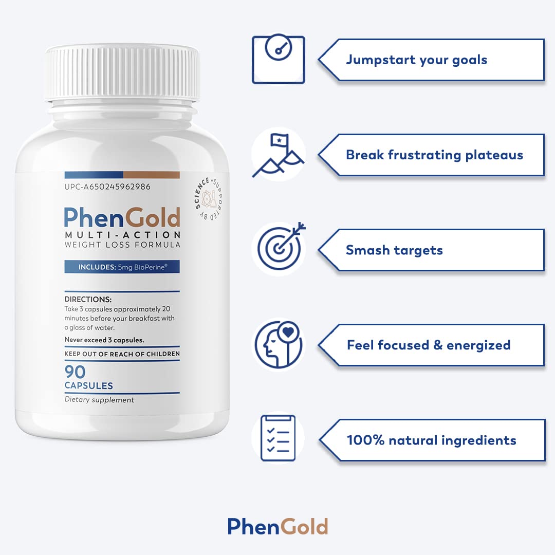 PhenGold Pills, Original Multi-Action Weight Management Formula with Green Tea PhenGold