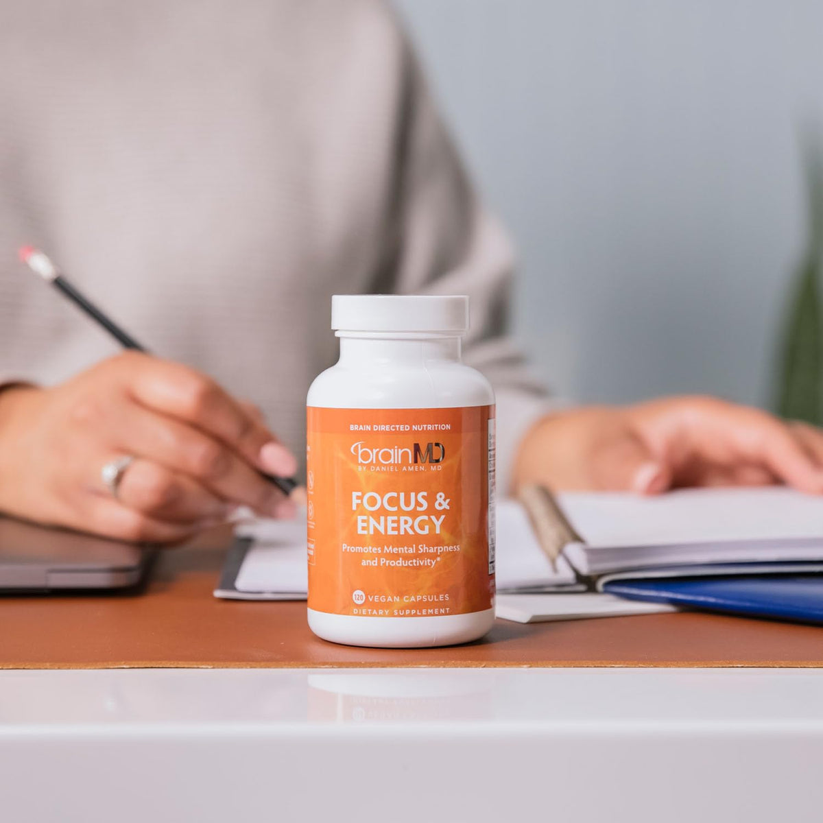BRAINMD Dr Amen Focus & Energy - 120 Capsules - Mental Endurance Booster, Promotes Concentration & Attention - Caffeine Free, Gluten Free - 30 Servings Gsupps Australia