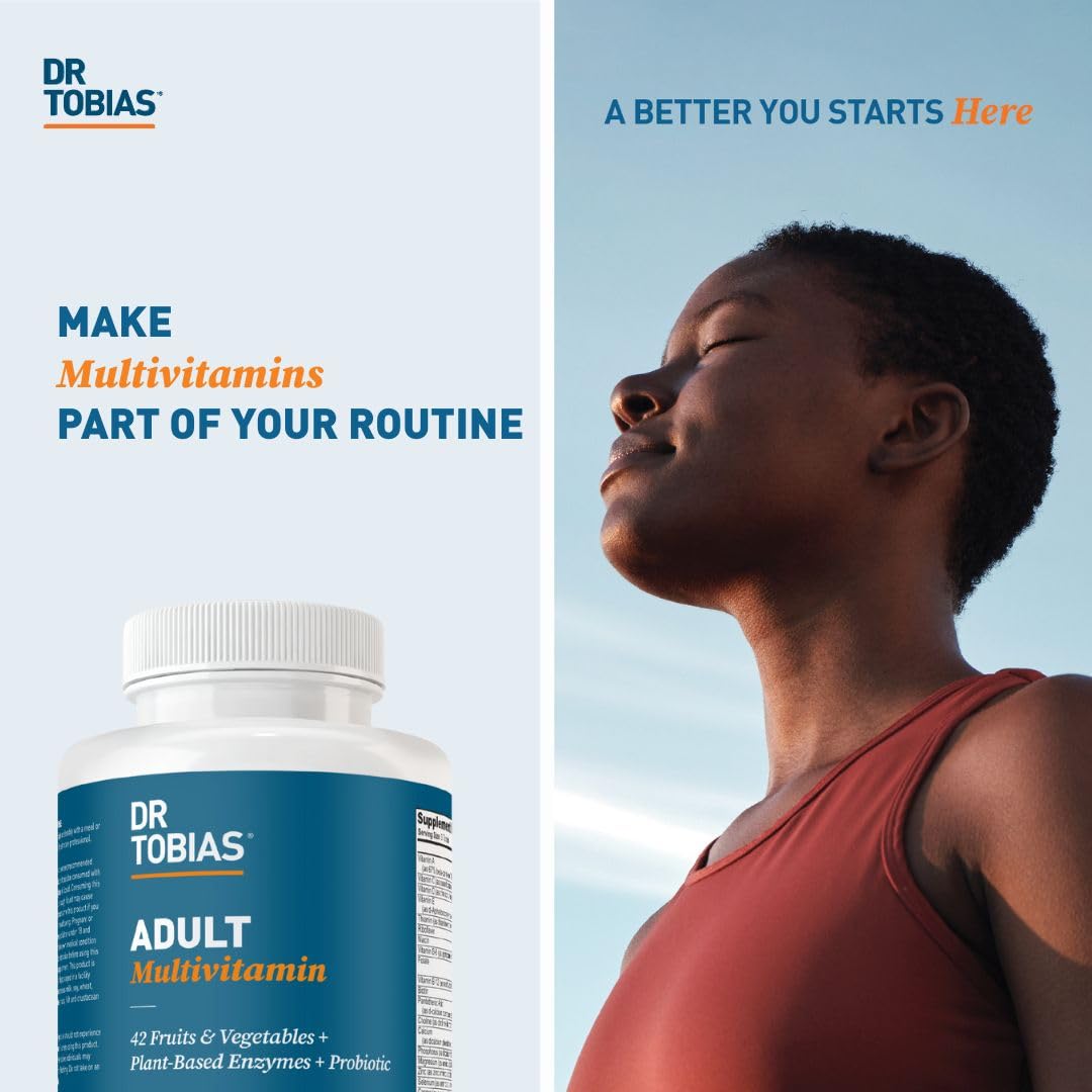 Dr. Tobias Adult Multivitamin for Women & Men - Immune Supporting Vitamins from 42 Fruits, Vegetables, Plus Probiotics, Vegan Multivitamins for Men & Women - Non-GMO (90 Tablets, 30 Servings) Gsupps Australia