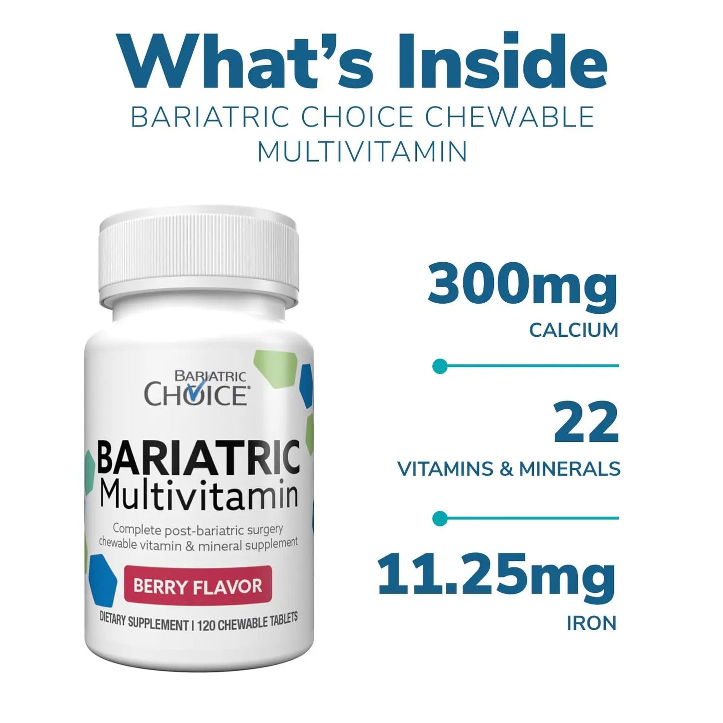 Bariatric Choice My Bariatric Chewable Multivitamin with Iron & 300mg Calcium, Berry (120ct) Bariatric Choice