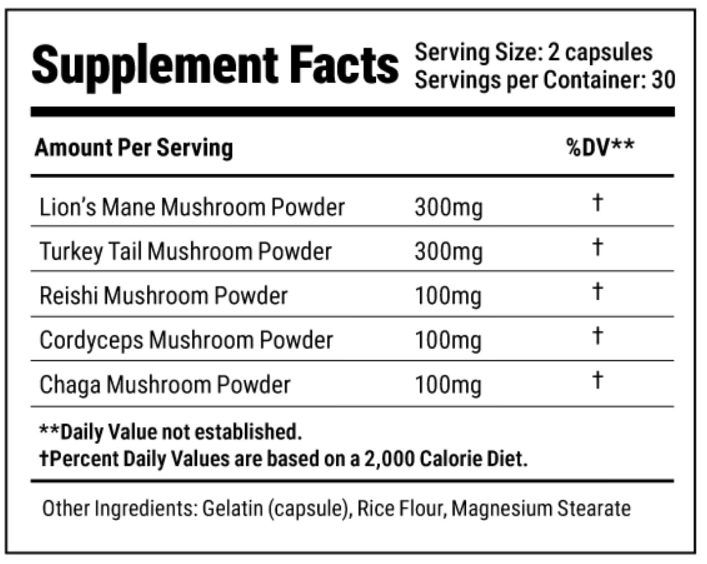 Mushroom Complex Capsules with Lion’s Mane, Reishi, Cordyceps, Chaga & Turkey Tail – True Totality Mushroom Power – Immune, Energy & Focus Support – 90 Vegan Capsules True Totality