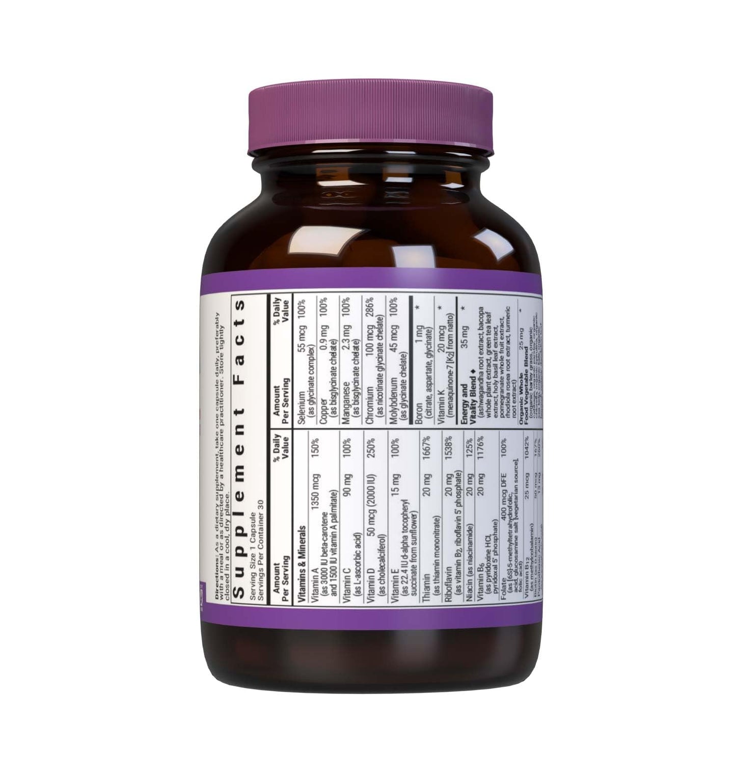 Bluebonnet Nutrition Maxi One Whole Food Multiple, Enzymes, Energy, Vitality, Gluten, Kosher, Soy & Dairy-Free, Vegetarian Friendly, Non-GMO, 30 Count BlueBonnet