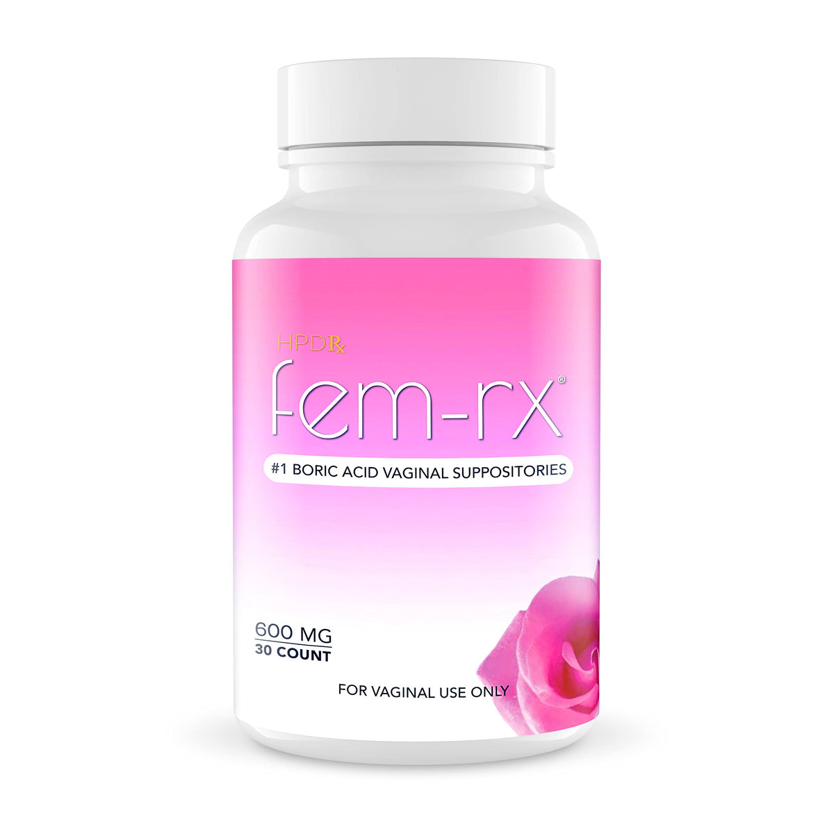 HPD Rx Fem-Rx Boric Acid Vaginal Suppositories for Women – Help Balance Vaginal pH, Eliminate Vaginal Odor – Dr Formulated Feminine Health Support – 30 Capsules Pack of 1 HPD Rx