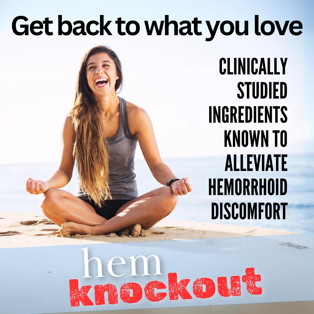 Hem Knockout Internal Hemorrhoid Relief Supplement- Fast-Acting Pills for Pain, Swelling & Bleeding - Natural Vein Strengthening Formula - 90 Day Supply - Made in USA Hem Knockout