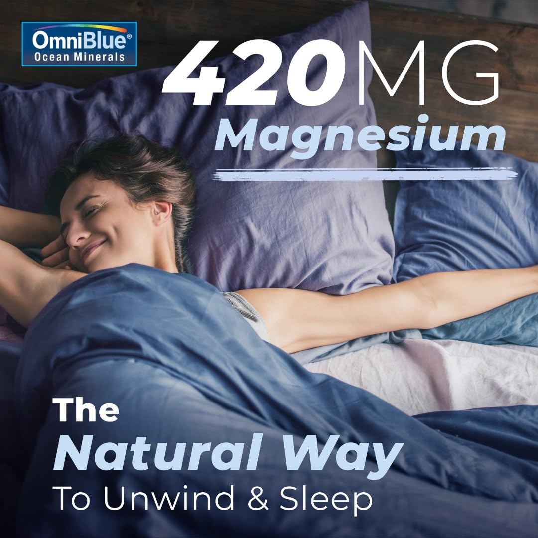 OmniBlue Ocean Minerals - 70+ Trace Minerals & Liquid Magnesium - Potassium, Chloride- Low Sodium - Natural Support for Sleep, Digestion, Regularity, Hydration & Electrolyte Balance (2 oz) OmniBlue