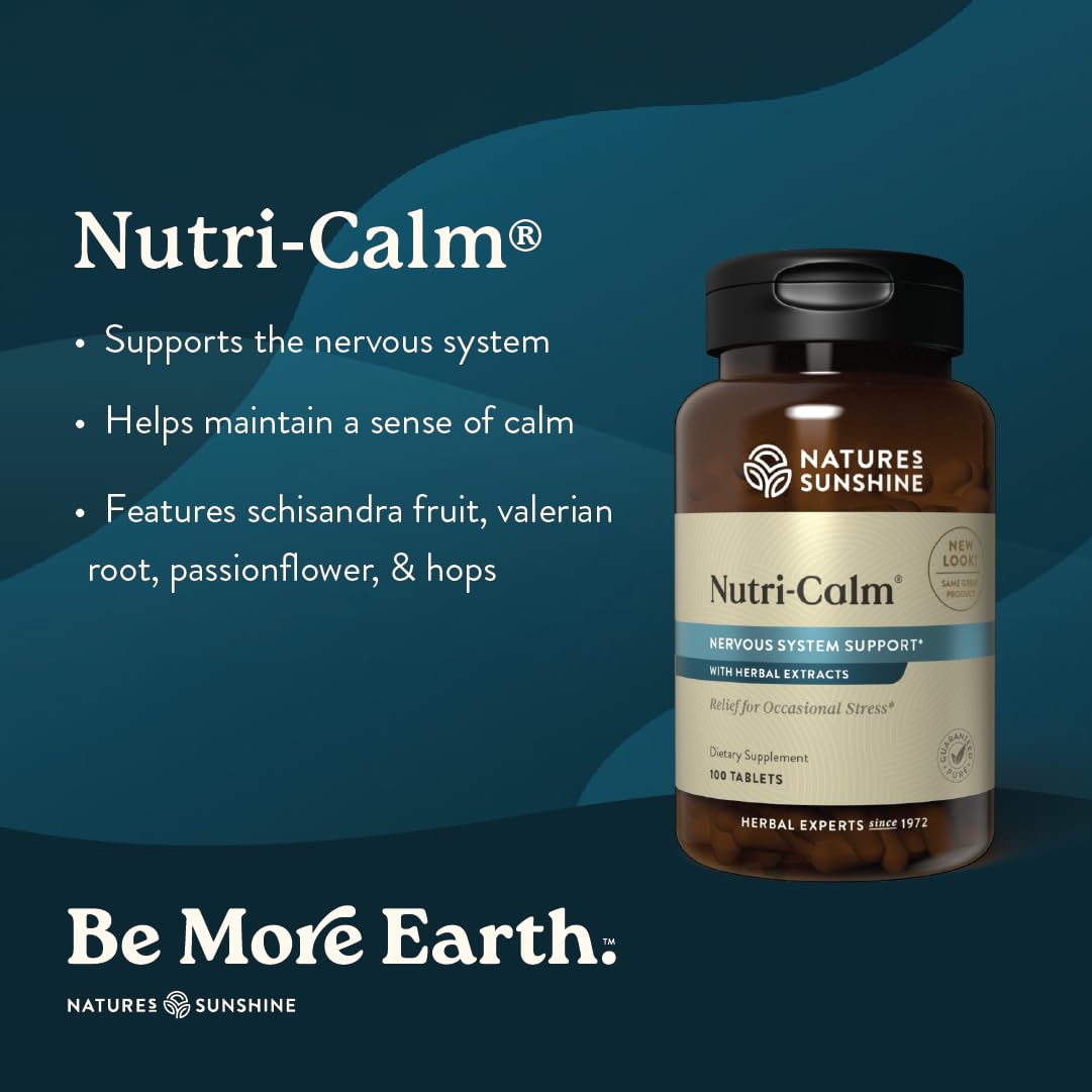 Nature's Sunshine Nutri-Calm- Herbal Stress Relief Supplement for Natural Relief, Mood Support and Boost, Nervous System Support - 100 Count Nature's Sunshine