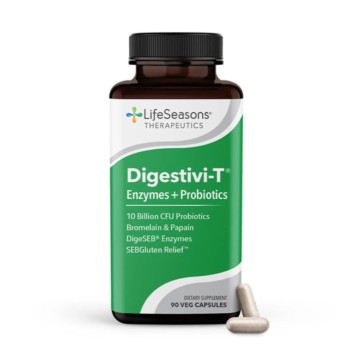 LifeSeasons Digestivi-T - Digestive Enzymes & 10 Billion CFU Probiotic Supplement - Supports Gut & Immune Health - Bloating & Digestion Relief LifeSeasons