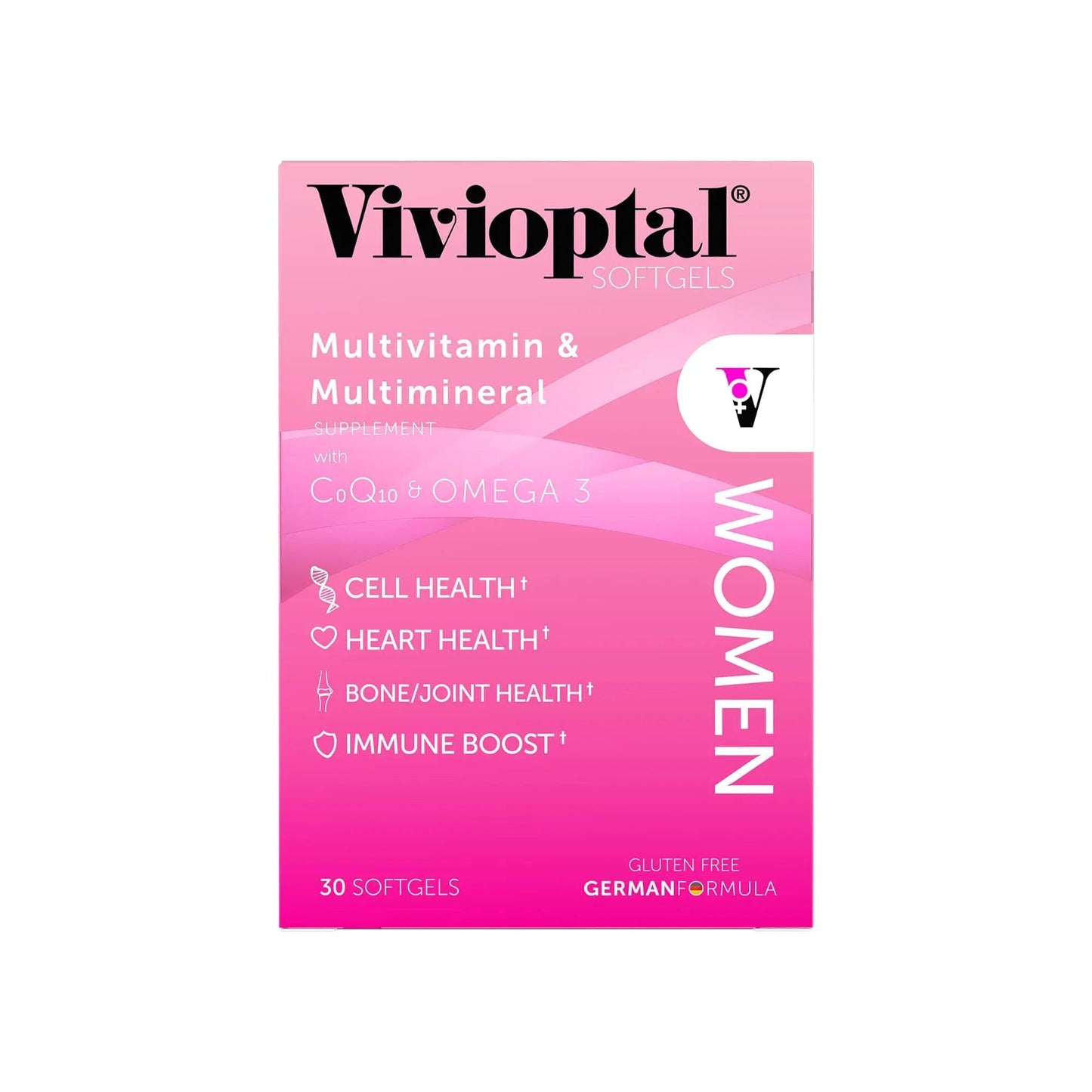 Vivioptal Women, 30 Capsules, CoQ10 & Omega-3, Multivitamin & Multimineral, Gluten Free, German Formula Vivioptal Vitamins