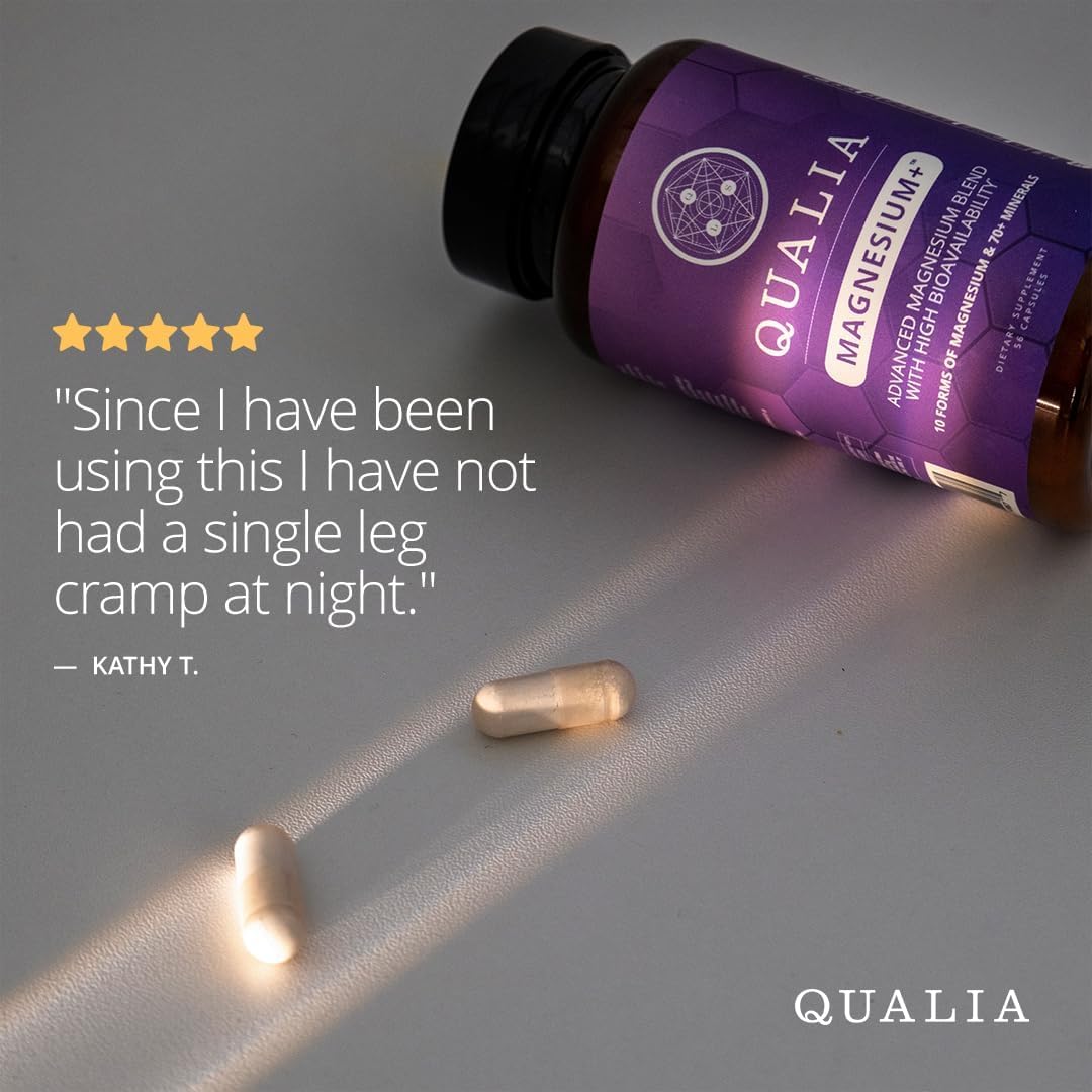 Qualia Magnesium Supplement | 10 Bioavailable Forms, Including Magnesium Glycinate, with 70+ Supporting Minerals, +7 Amino Acids | Doctor-Formulated to Support Sleep, Stress Relief, Heart, Relaxation Gsupps Australia