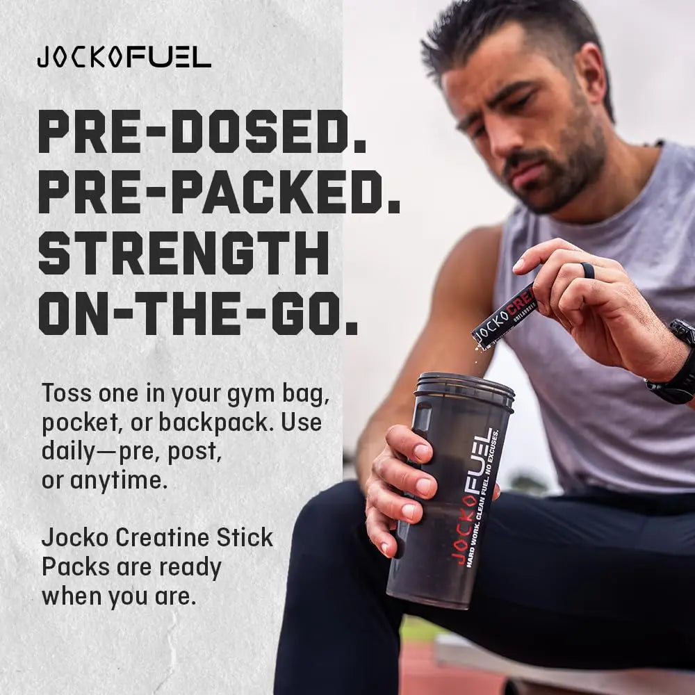 Jocko Fuel Creatine Monohydrate Stick Packs - Pure Micronized Travel Size Powders for Men & Women, Supports Muscle Growth, Strength, Recovery & Cognition, Jocko Fuel