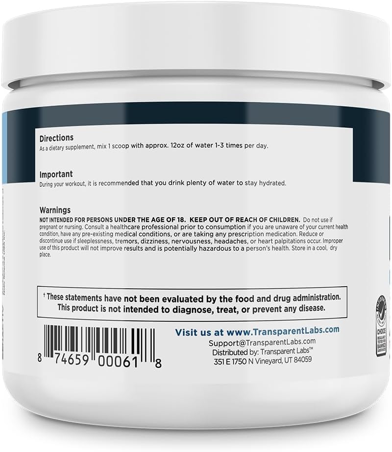 Transparent Labs BCAA Glutamine Powder (30 Servings, Strawberry Lemonade) & Hydrate Electrolytes Powder (40 Servings, Tropical Punch) Gsupps Australia