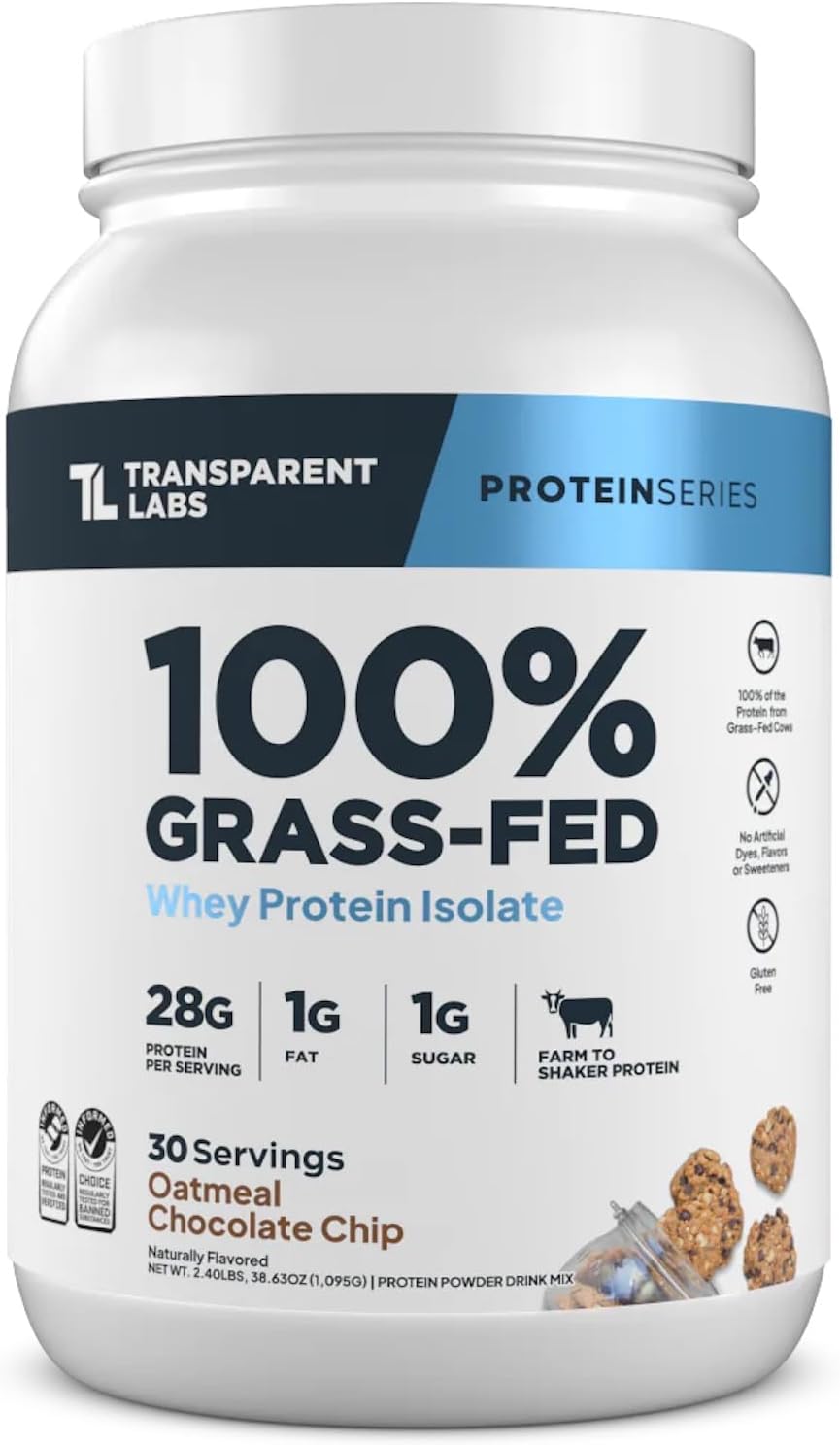 Transparent Labs Grass-Fed Whey Protein Isolate (30 Servings, French Vanilla) & Grass-Fed Whey Protein Isolate (30 Servings, Oatmeal Chocolate Chip Cookie) Gsupps Australia
