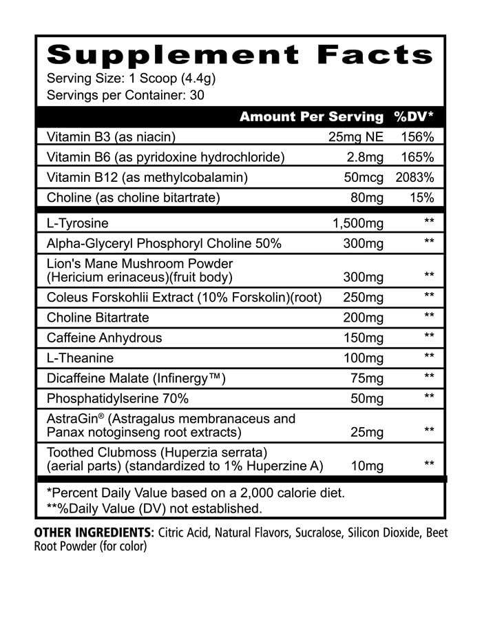 Underground Bio Labs Panda Supps Focus Super Nootropic 3.0, Energy, Clarity, Mood,Creativity,Vision, 300MG Alpha GPC,1.5G L-Tyrosine, Lions Mane, AstraGin™ (30 Servings) (Pink Lemonade 3.0) Underground Bio Labs
