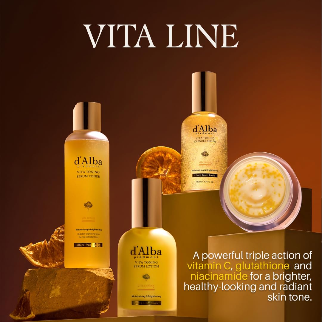 d'alba Piedmont White Truffle Vita Toning Serum Toner, Glass Skin with Double Vitamin Skincare, Face Moisturizer, (6.09 fl. oz) d'alba Piedmont