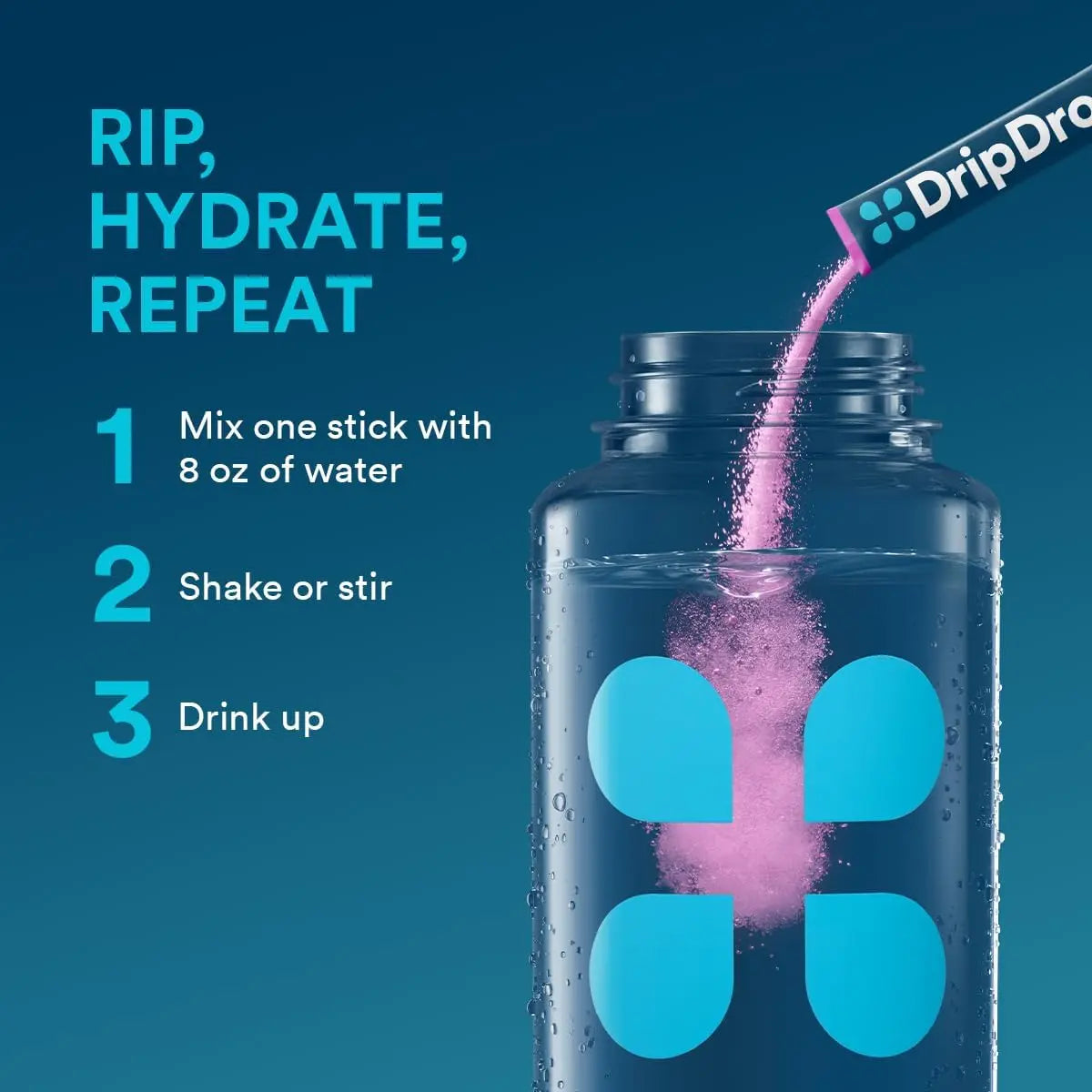 DripDrop Hydration Packets - Bold Variety Pack - Single Serve Electrolytes Powder Drink Mix - Watermelon, Berry, Lemon, Orange DripDrop