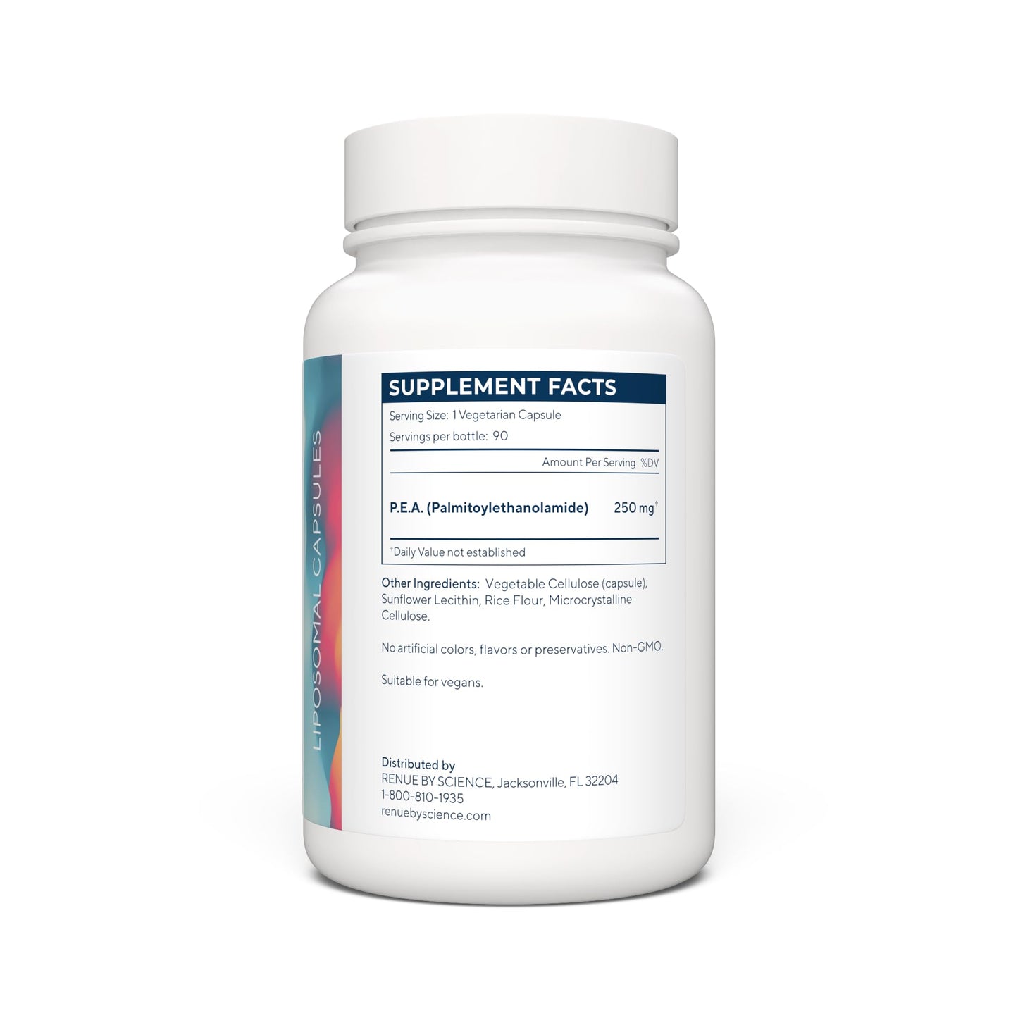 Renue By Science P.E.A | Liposomal Pea Palmitoylethanolamide Supplement | 90 P.E.A Capsules - 250mg Palmitoylethanolamide per Serving | Non-GMO | Made in The USA & Third-Party Tested Renue By Science
