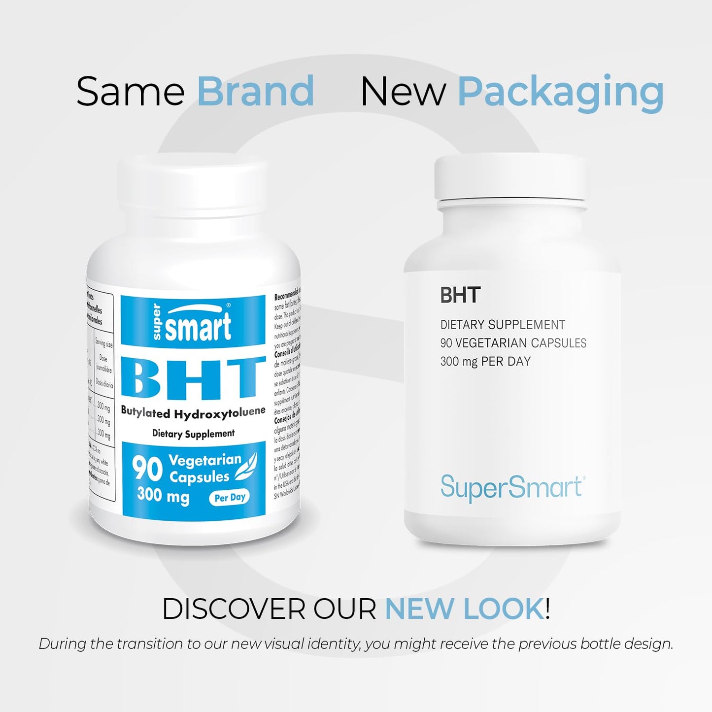 Supersmart - BHT Supplement 300mg per Day - Butylated Hydroxytoluene | Non-GMO & Gluten Free - 90 Vegetarian Capsules Supersmart