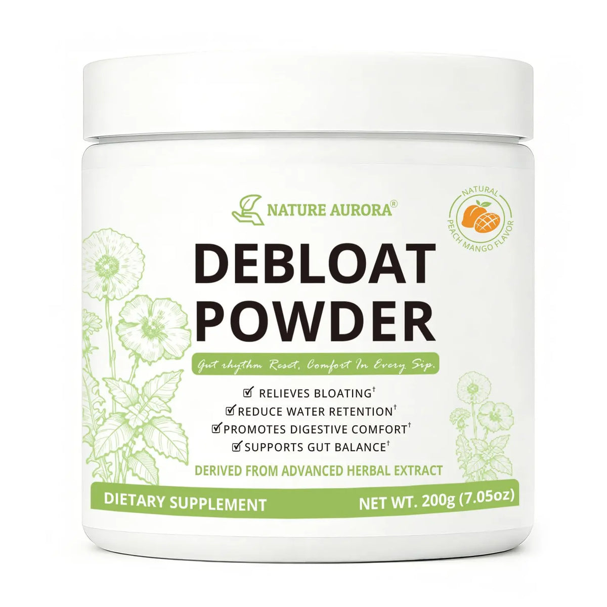 Nature Aurora Debloat Powder for Digestive Health, Natural Bloating Relief, Water Retention & Gut Balance Support, Digestive Enzymes for Women & Men, Nature Aurora