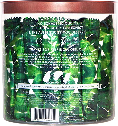 L. Organic Cotton Regular Absorbency Compact Tampons 30 Count L.