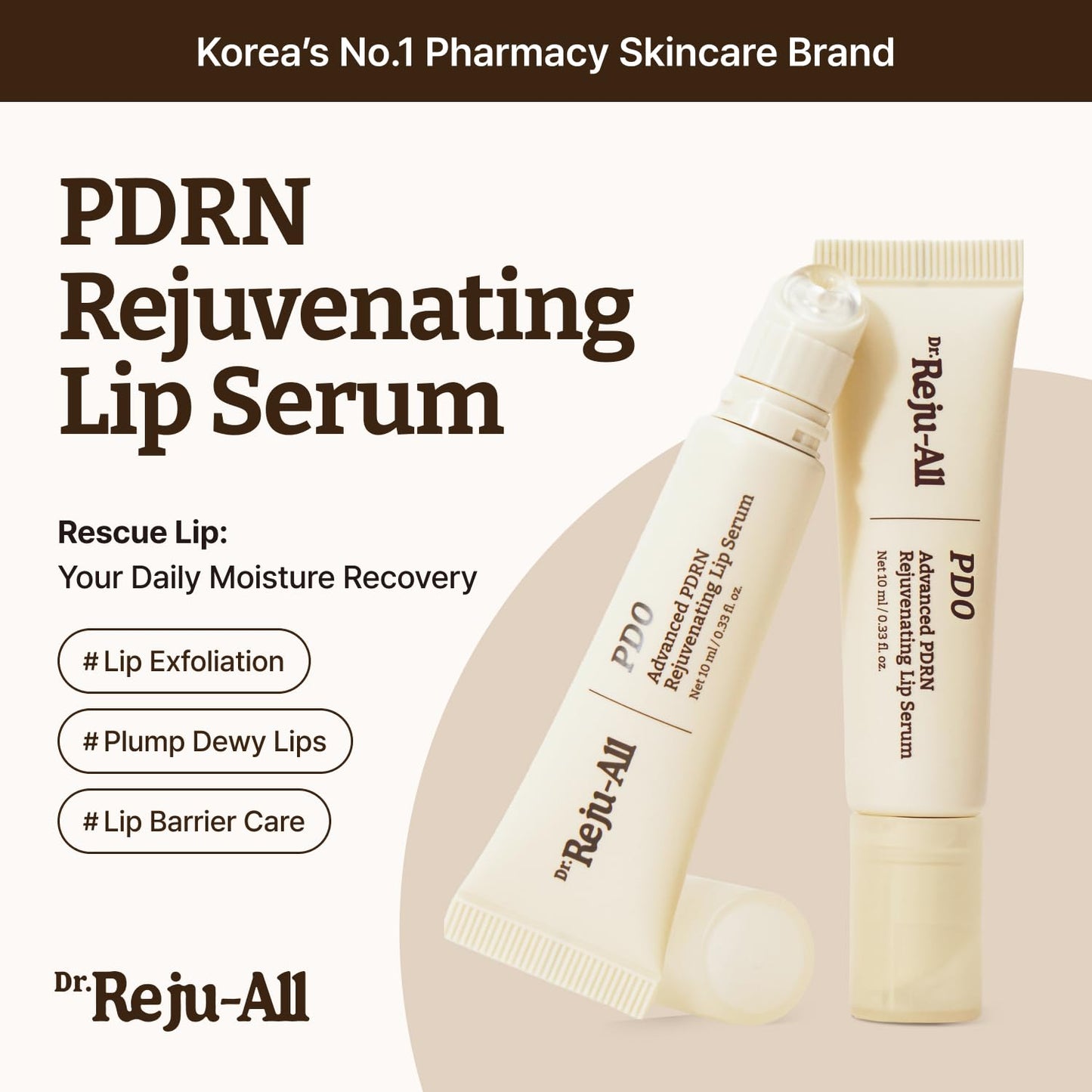 Dr. Reju-All Advanced PDRN Rejuvenating Lip Serum – Hydrating Lip Balm with Lipozip PDRN for Glowy, Dewy Lips Dr.Reju-All