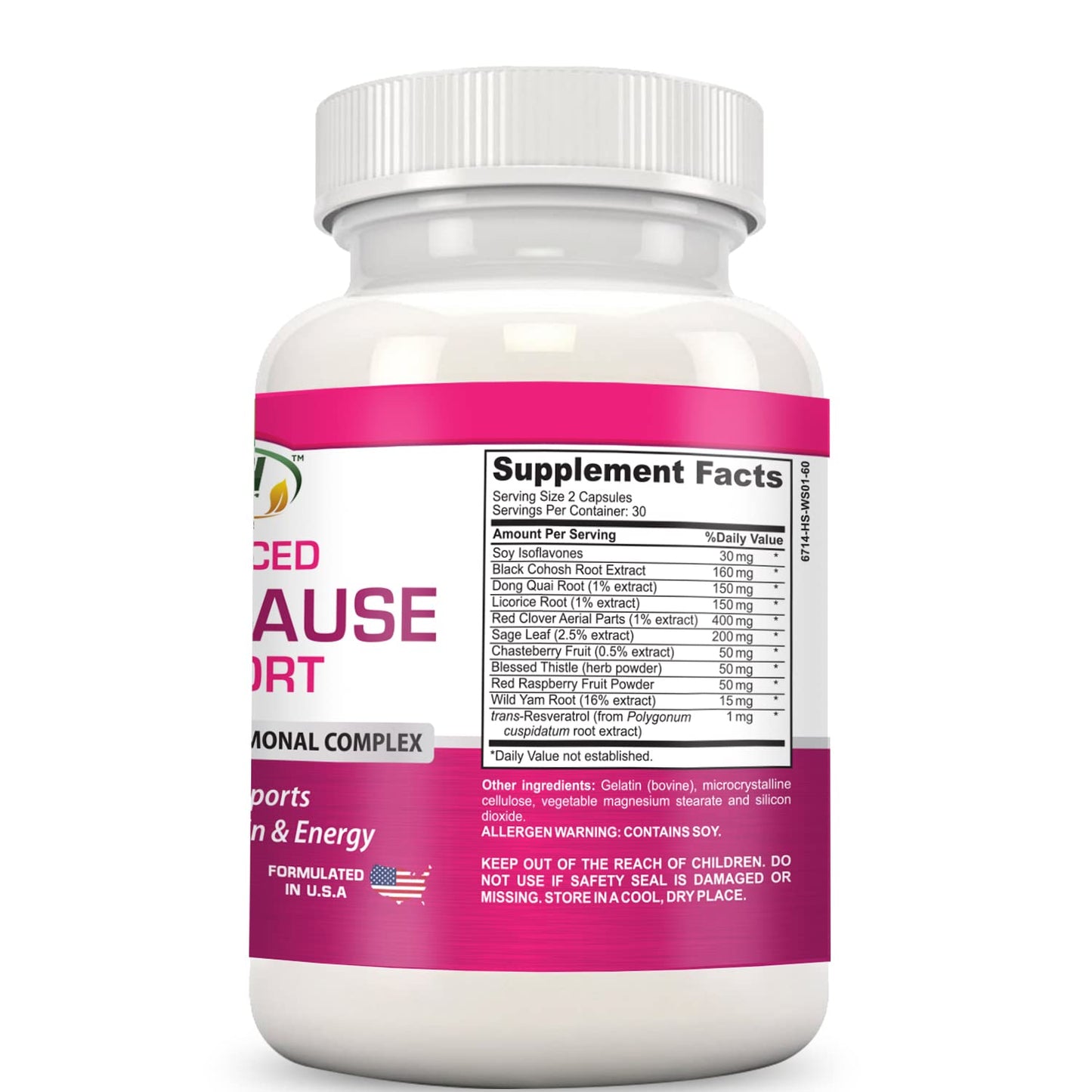 Advanced Menopause Support - Natural Female Hormonal Complex for Hot Flashes, Mood Swings & Vaginal Dryness - Black Cohosh, Soy Isoflavones & Herbal Extract Formula - Does Not Include Hormones Gold Banner