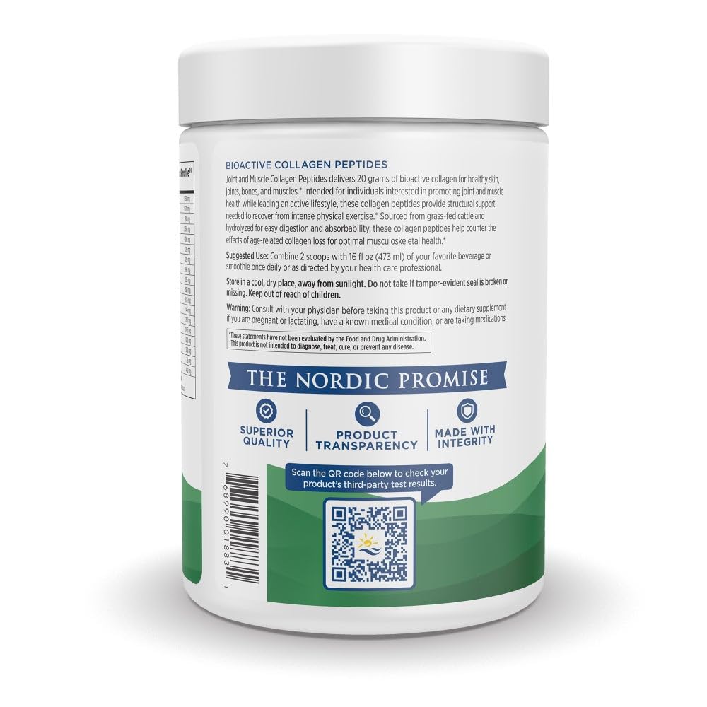 Nordic Naturals Joint & Muscle Collagen Peptides, Unflavored - 10.6 Ounces - Collagen Supplement for Skin Health and Joint Mobility - 15 Servings Nordic Naturals