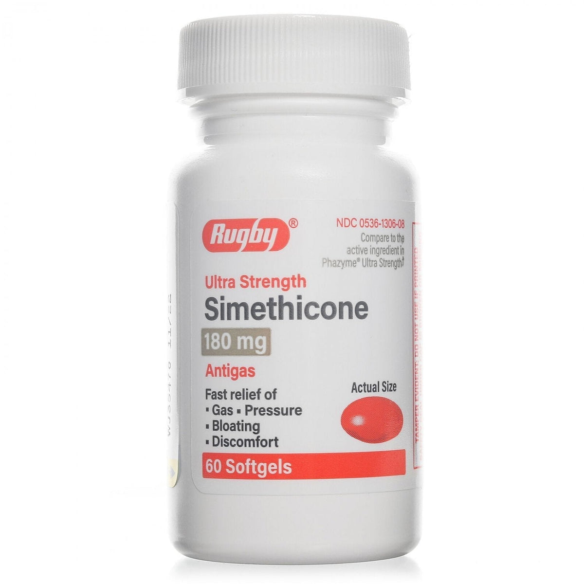 Simethicone 180 MG | Ultra Strength | 60 Count Softgels RUGBY LABORATORIES
