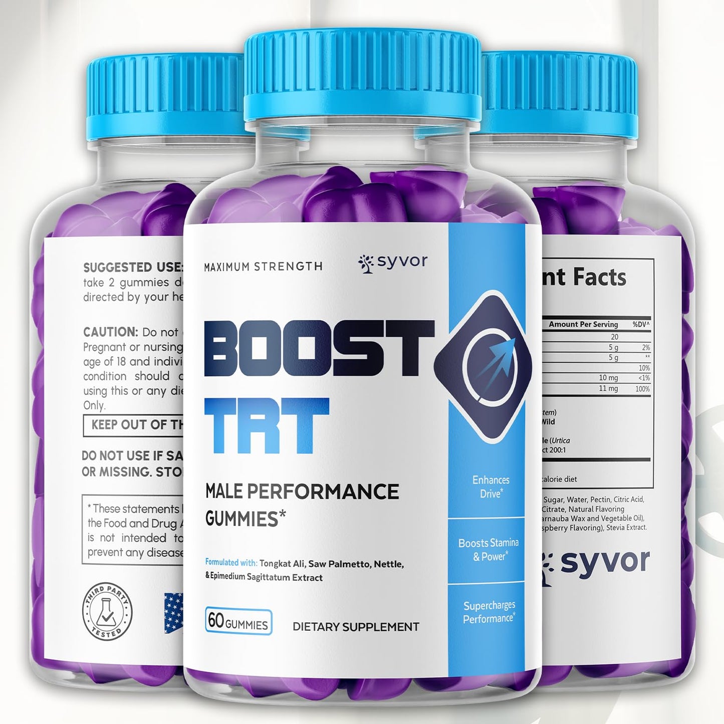 Boost TRT Gummies for Men, Official Boost TRT Male Performance Gummys with Natural Ingredients, Advanced BoostTRT Men's Gummy Supplement with Maximum Strength Premium Vitamins (60 Gummies) Syvor