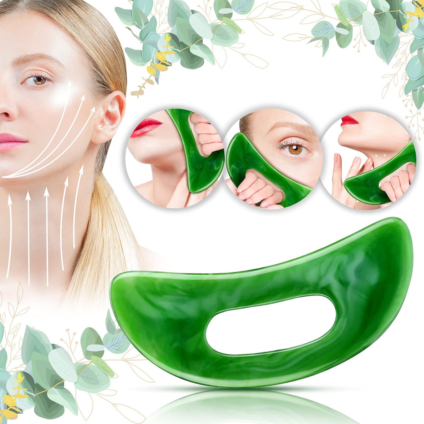 Gua Sha Massage Tool with Handle Resin Massage Tools Lymphatic Drainage Massager Body Shaping Gua Sha Tools for Full Body Men Women Birthday Festival Holiday Present (Green) BBTO