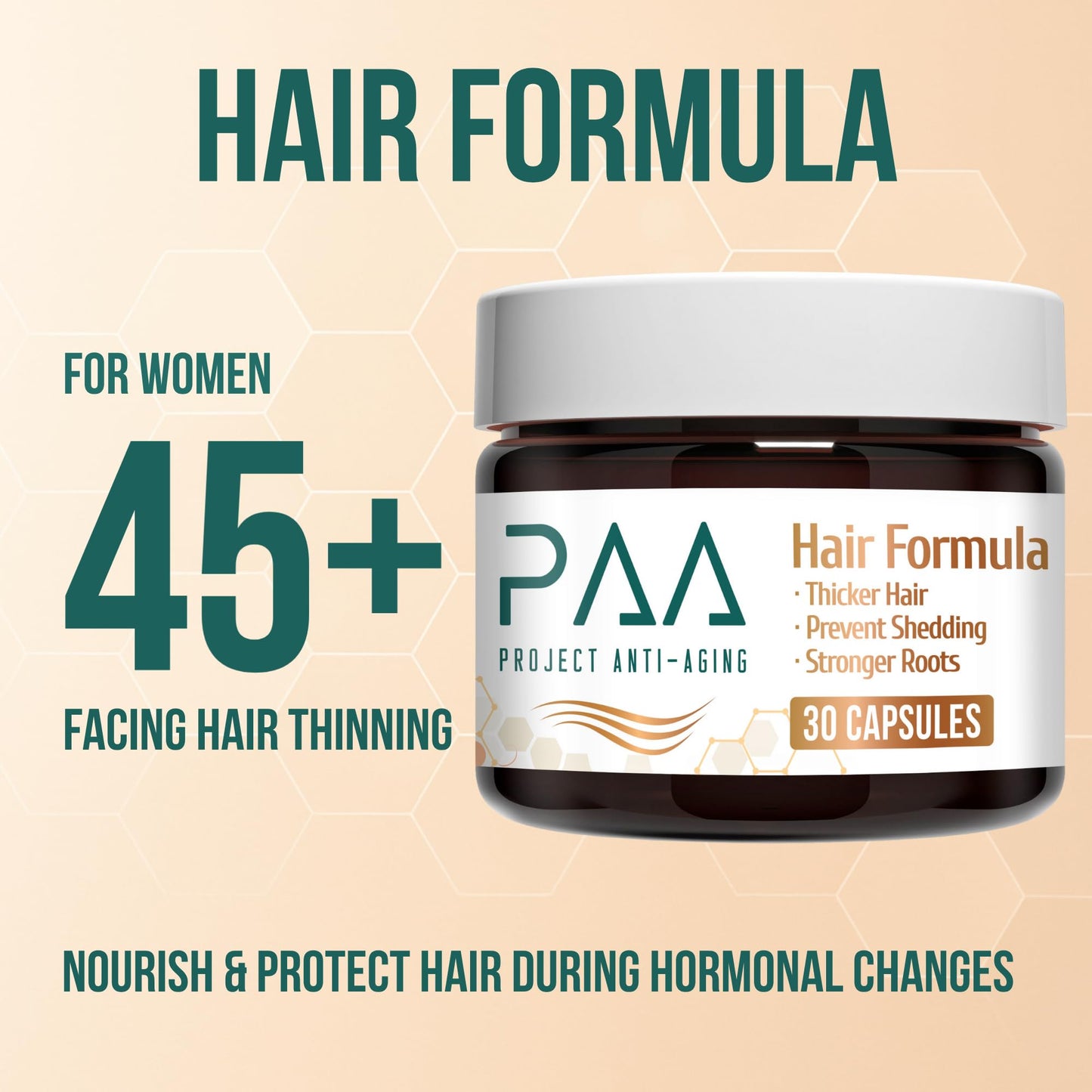 Project Anti-Aging Menopause Hair Don’t Care – Hair Growth Vitamins for Women 40+ to Support Thinning, Volume, Skin & Nails – Nutrient-Rich Supplement for Stronger, Fuller – Visible Results Project Anti-Aging