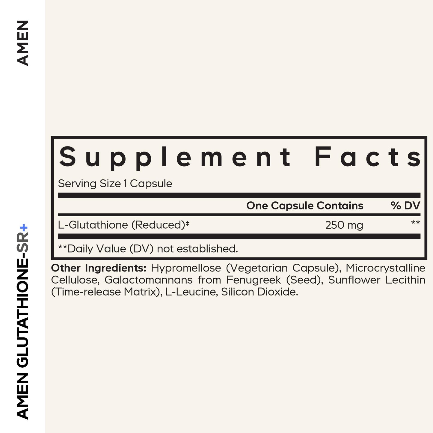 Amen Glutathione-SR+ Advanced Sustained-Release Supplement - 2-Month Supply - Reduced L-Glutathione - Galactomannans Fenugreek Seed - Time-Reduced Matrix - Non-GMO - 60 Capsules Amen