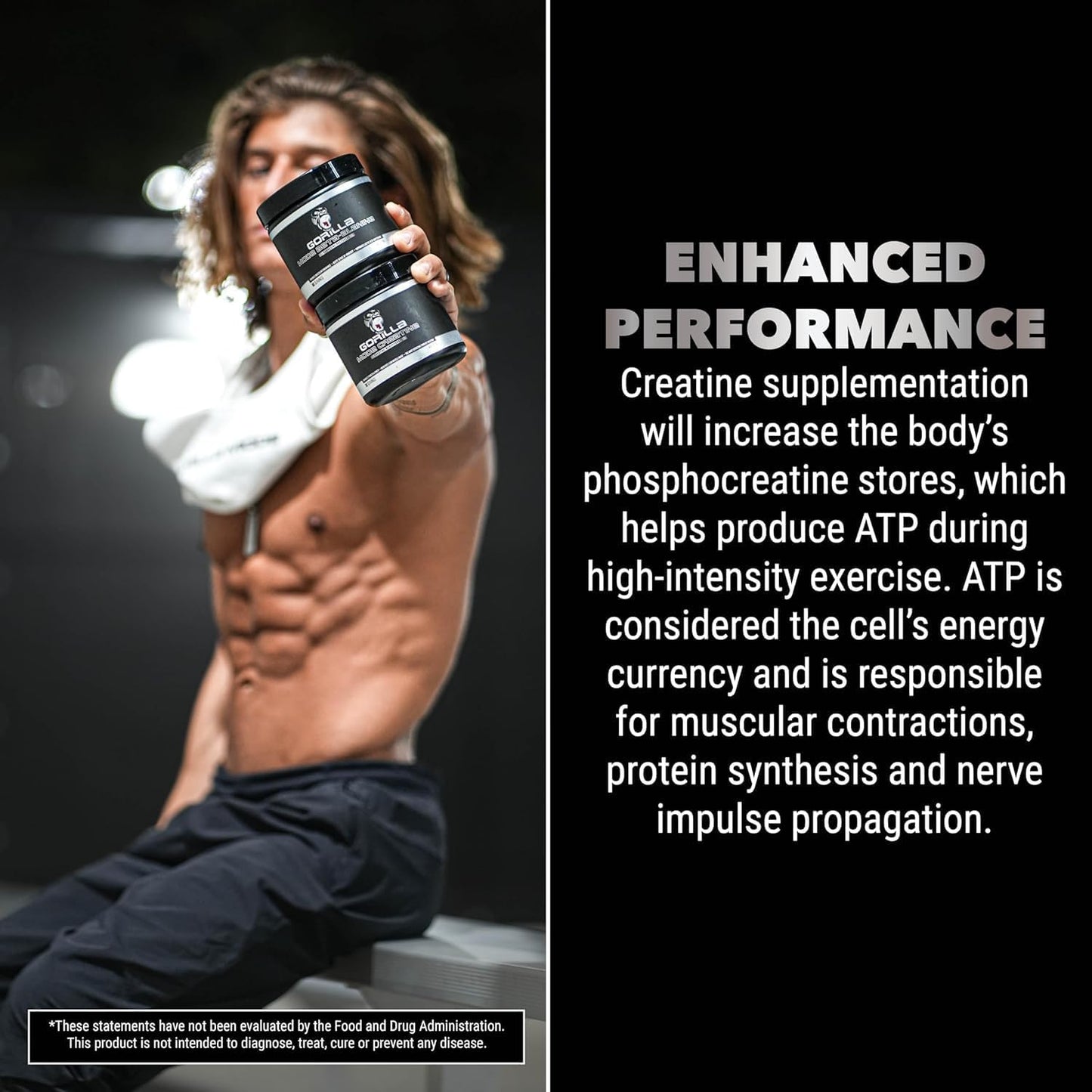 Gorilla Mind Pre Workout (Orange Rush) + Creatine (100 Serv.) - Comprehensive Stack for Improved Strength, Power Output, and Muscle Size Gsupps Australia