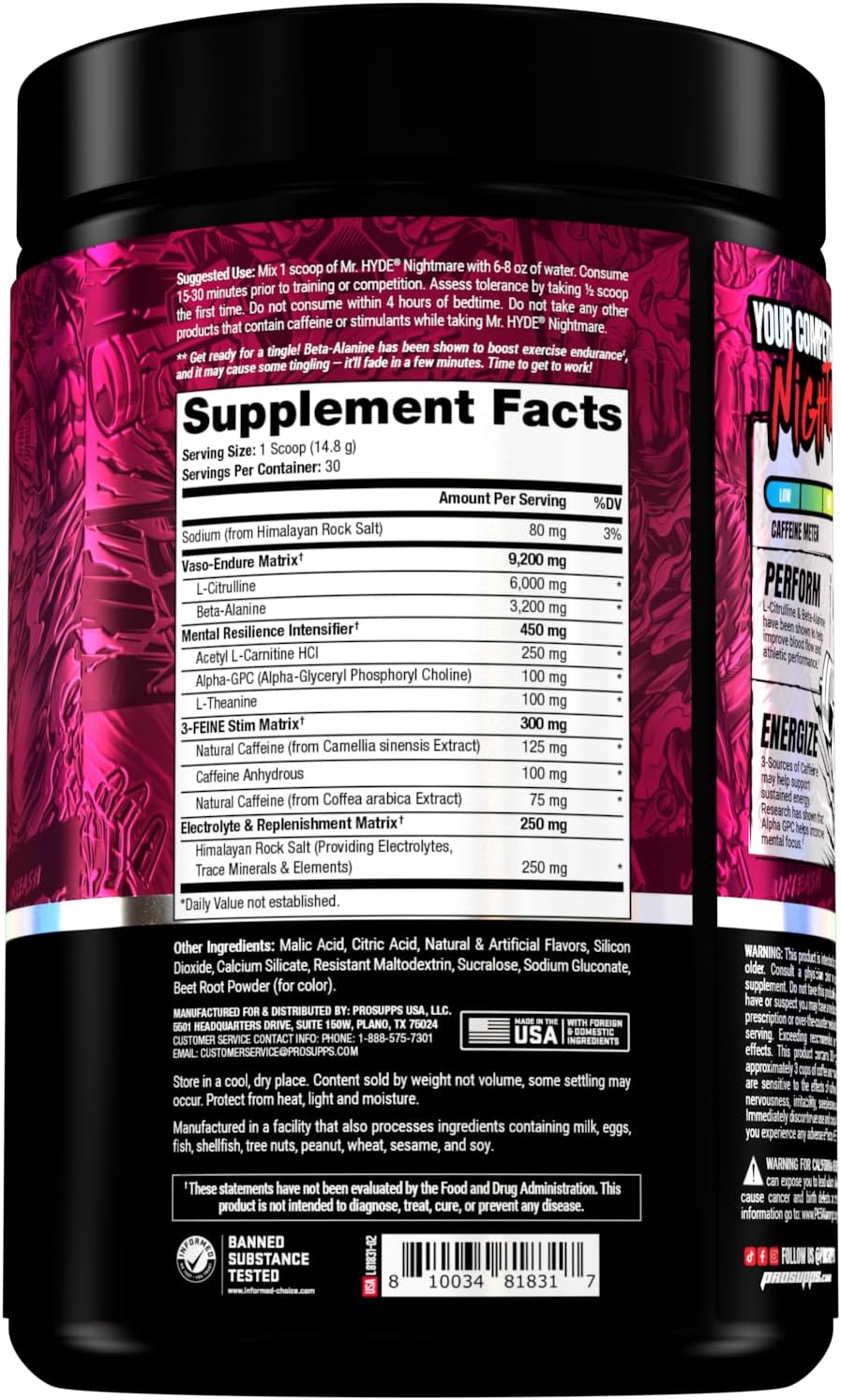 PROSUPPS Hyde Nightmare Intense Energy Pre-Workout, Dragon Fruit, and Creatine 300 Bundle Gsupps Australia