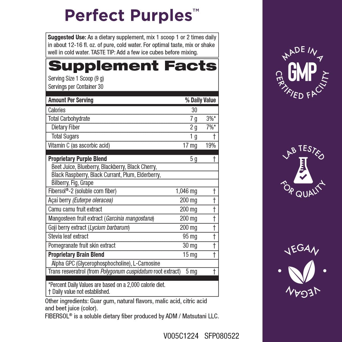 Purity Products Perfect Purples Powder Phytonutrient Rich, Healthy Aging Super Formula - Support Total Body Health - High ORAC Power - P40p Pomegranate Extract w/ 40% Punicosides - 30 Day Supply Purity Products
