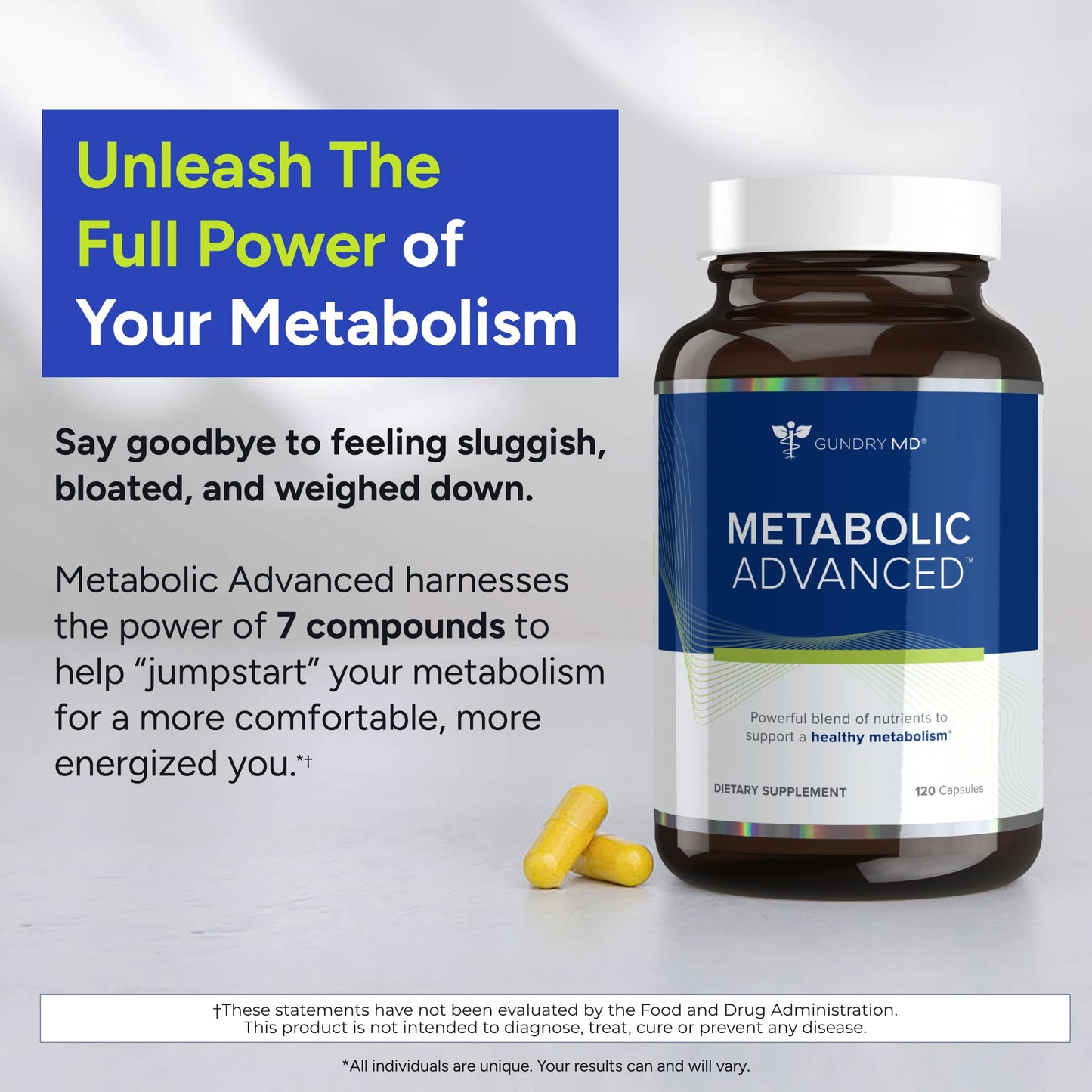 Gundry MD® Metabolic Advanced Nutrient Blend with Berberine to Support Healthy Metabolism, 120 Count