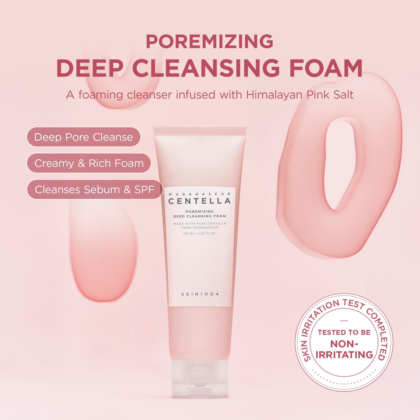 SKIN1004 Poremizing Deep Cleansing Foam, 4.23 fl.oz, 125ml, Makeup Remover, Korean Face Cleanser with Himalayan Pink Salt SKIN1004