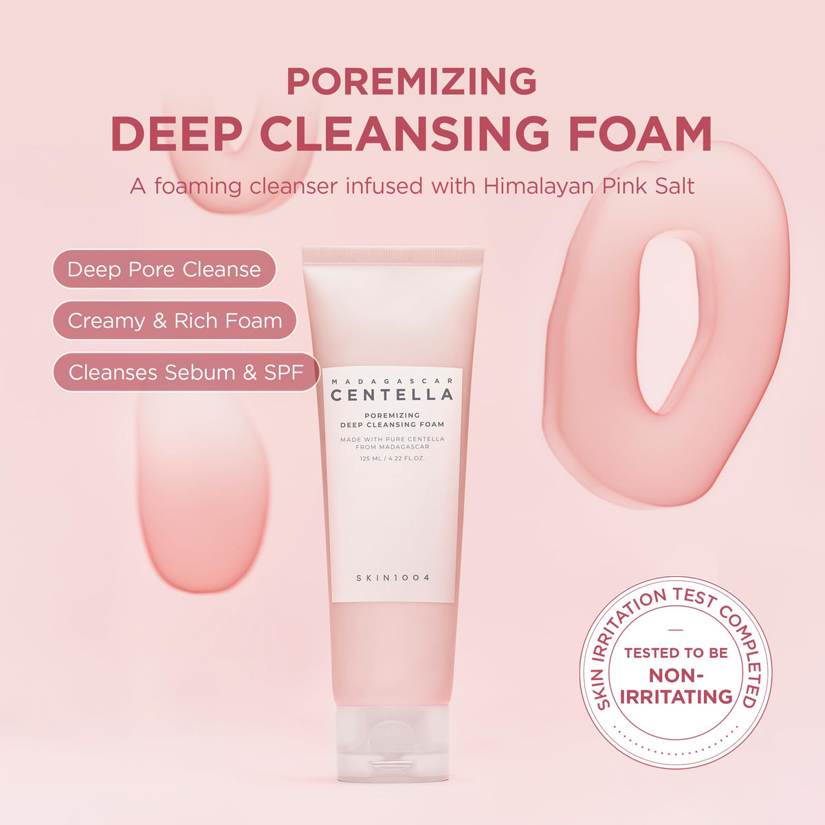 SKIN1004 Poremizing Deep Cleansing Foam, 4.23 fl.oz, 125ml, Makeup Remover, Korean Face Cleanser with Himalayan Pink Salt SKIN1004