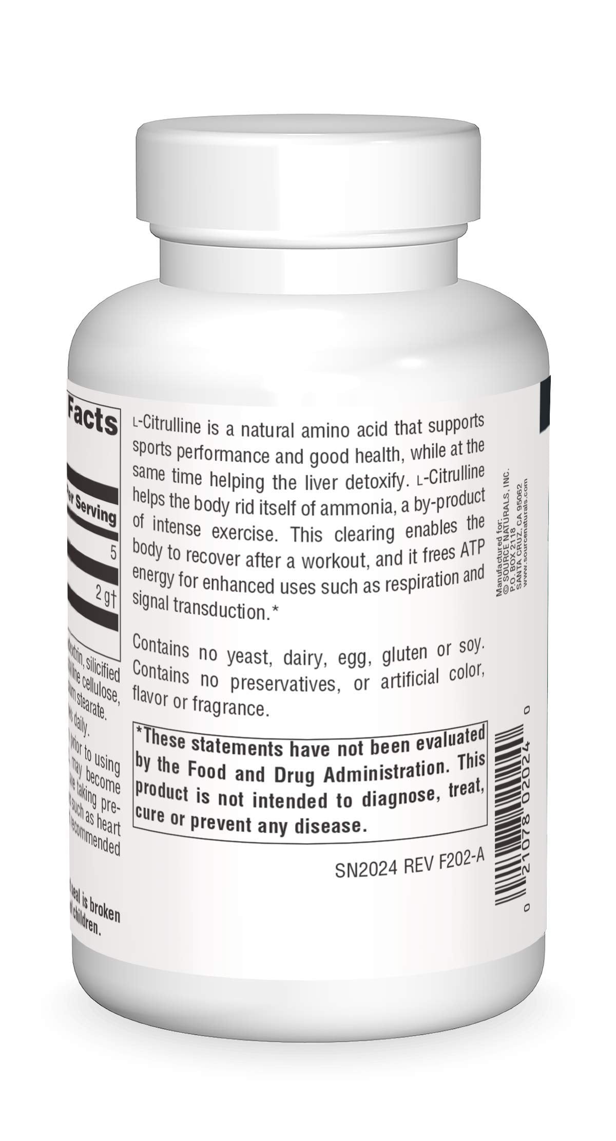 Source Naturals L-Citrulline 1000mg - Nitric Oxcide Booster - 120 Tablets Source Naturals