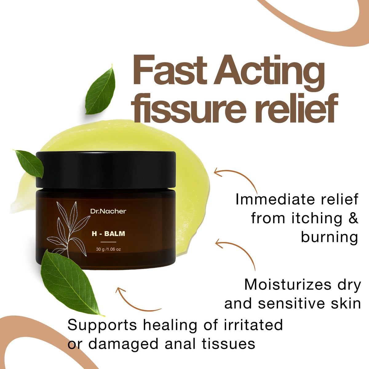 Dr. Nacher H-Balm. Rectal Natural Balm for Fissure, Hem Related discomfort. with Sophora & 12 Herbal Extracts. Soothes Irritation. Fast-Acting. Safe for Sensitive Areas and Postnatal. for Men & Women Dr. Nacher