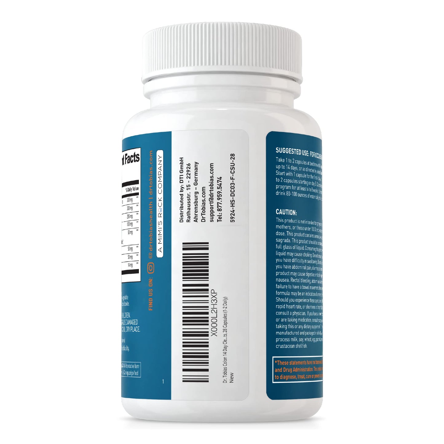 Dr. Tobias Colon Cleanse - Constipation Relief & Gut Health Support for Women & Men | 14 Day Colon Cleanser for a Gentle Colon Detox & Gut Flush - 28 Capsules (1-2 Daily) Gsupps Australia