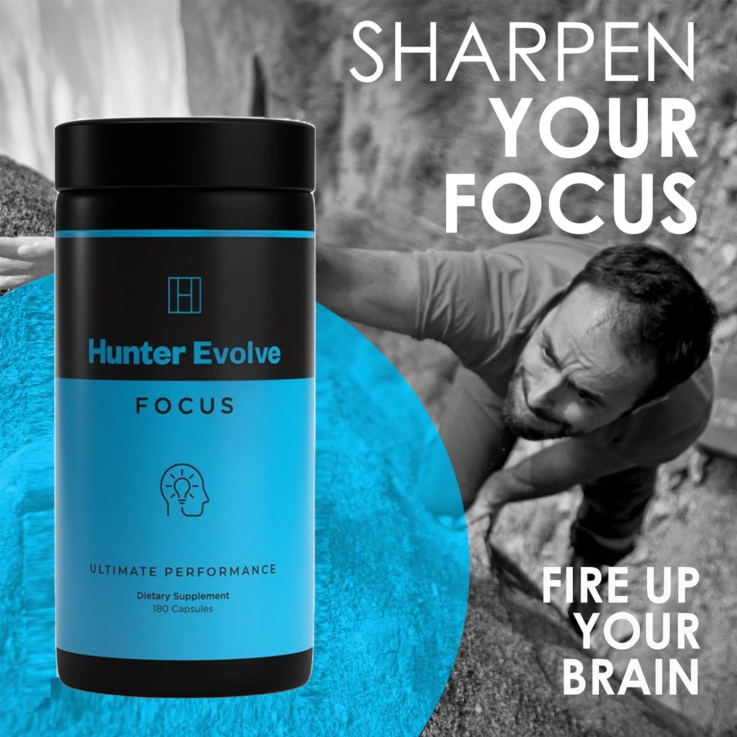 ROAR AMBITION Genuine Hunter Focus Premium Nootropic Brain Supplement for Memory and Focus - US Made with All Natural Ingredients Incl L-Theanine, Bacopa Monnieri & Lion's Mane ROAR AMBITION