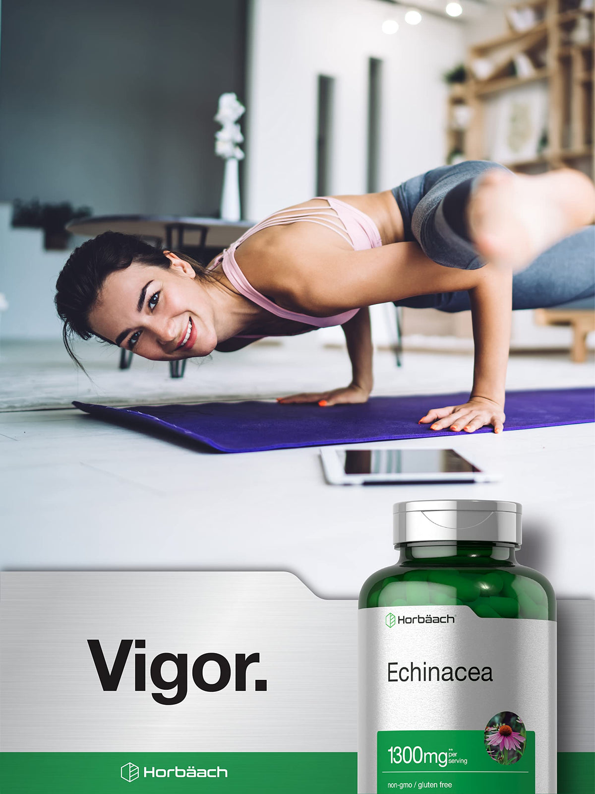Horbäach Echinacea Extract Capsules | 300 Count | Vegan, Non-GMO, Gluten Free Supplement Horbäach